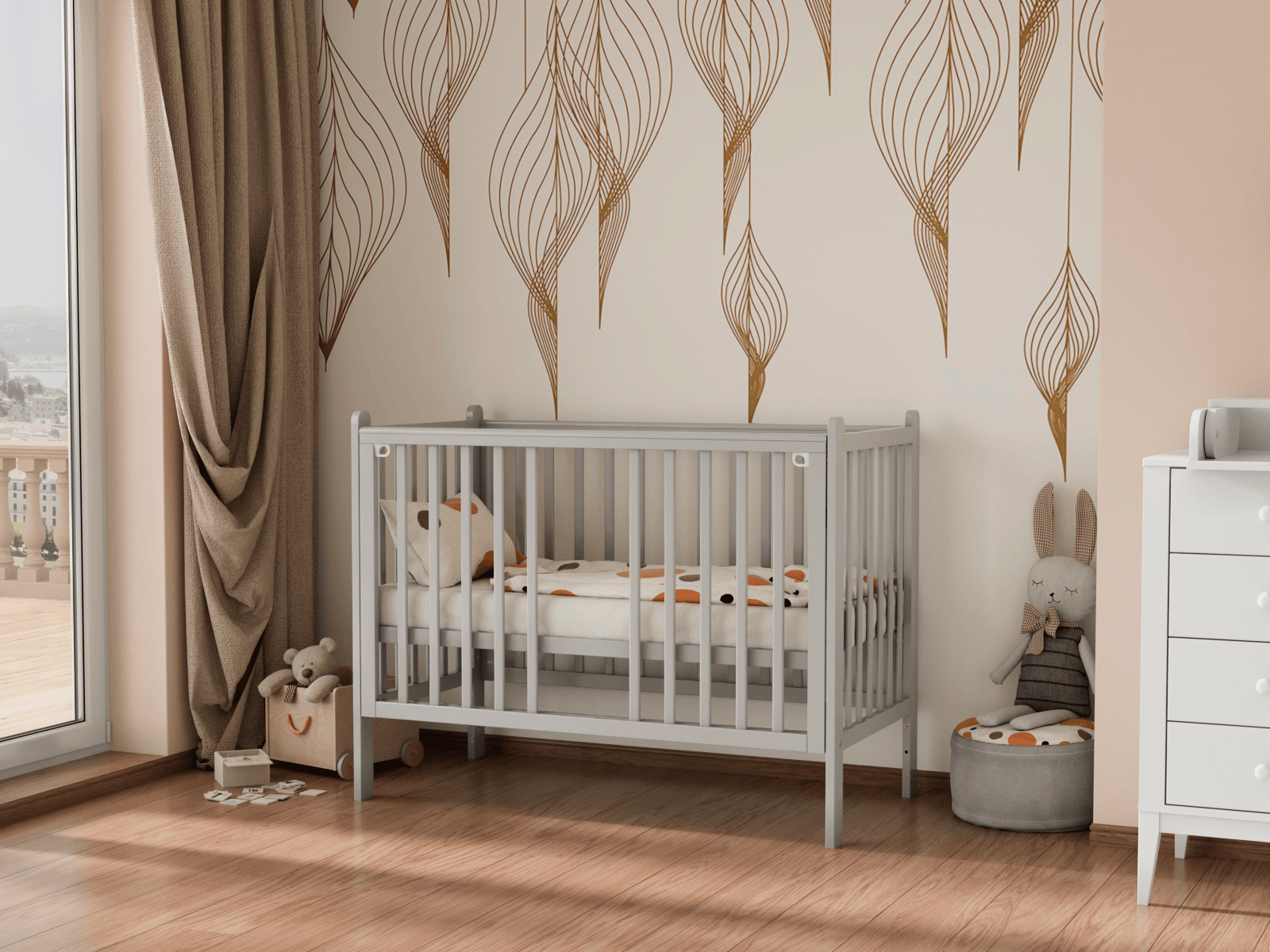 Кроватка Lunna Lika серый