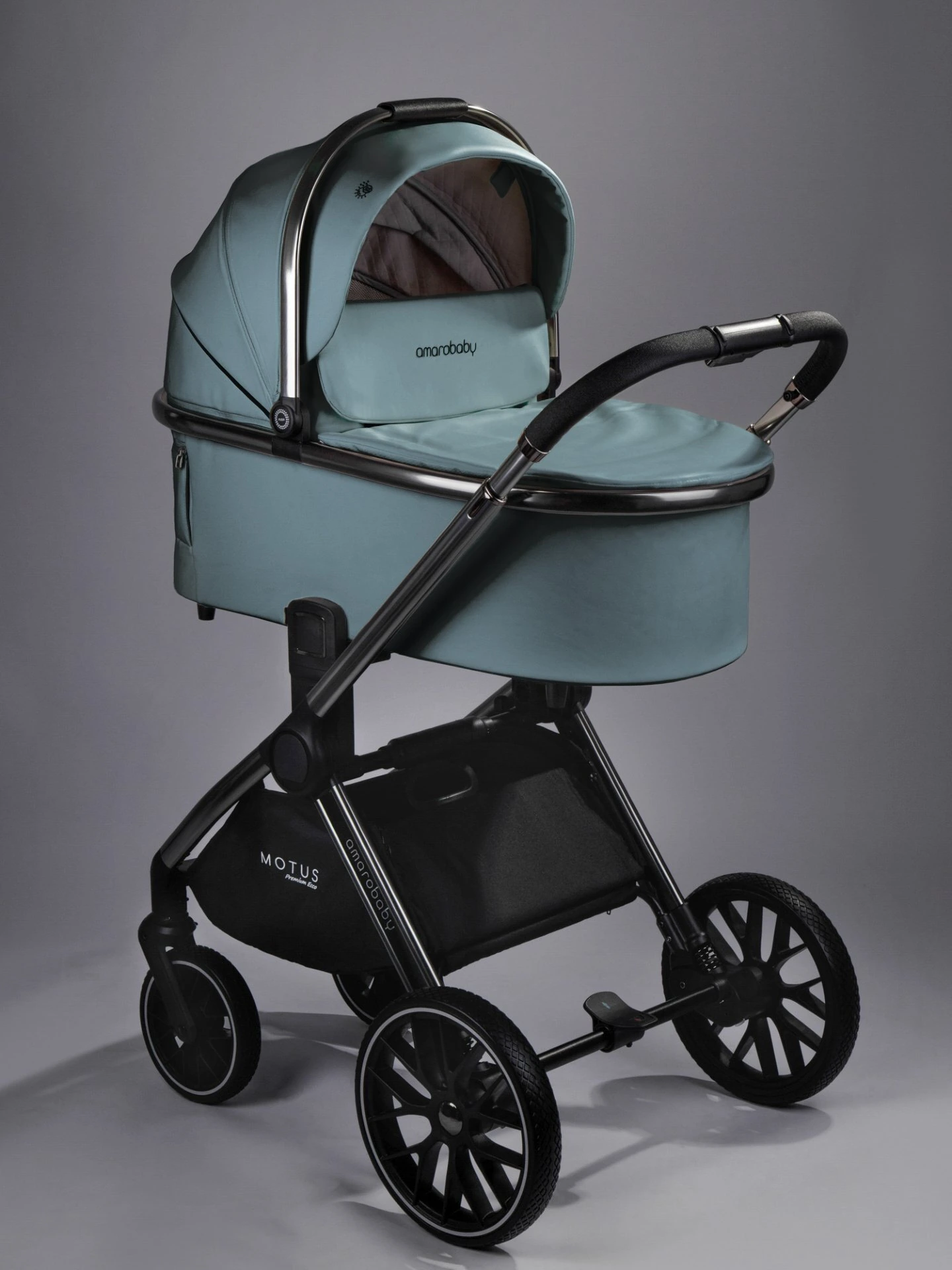 Коляска детская из экокожи 2в1 Motus Premium Ecco, лагуна