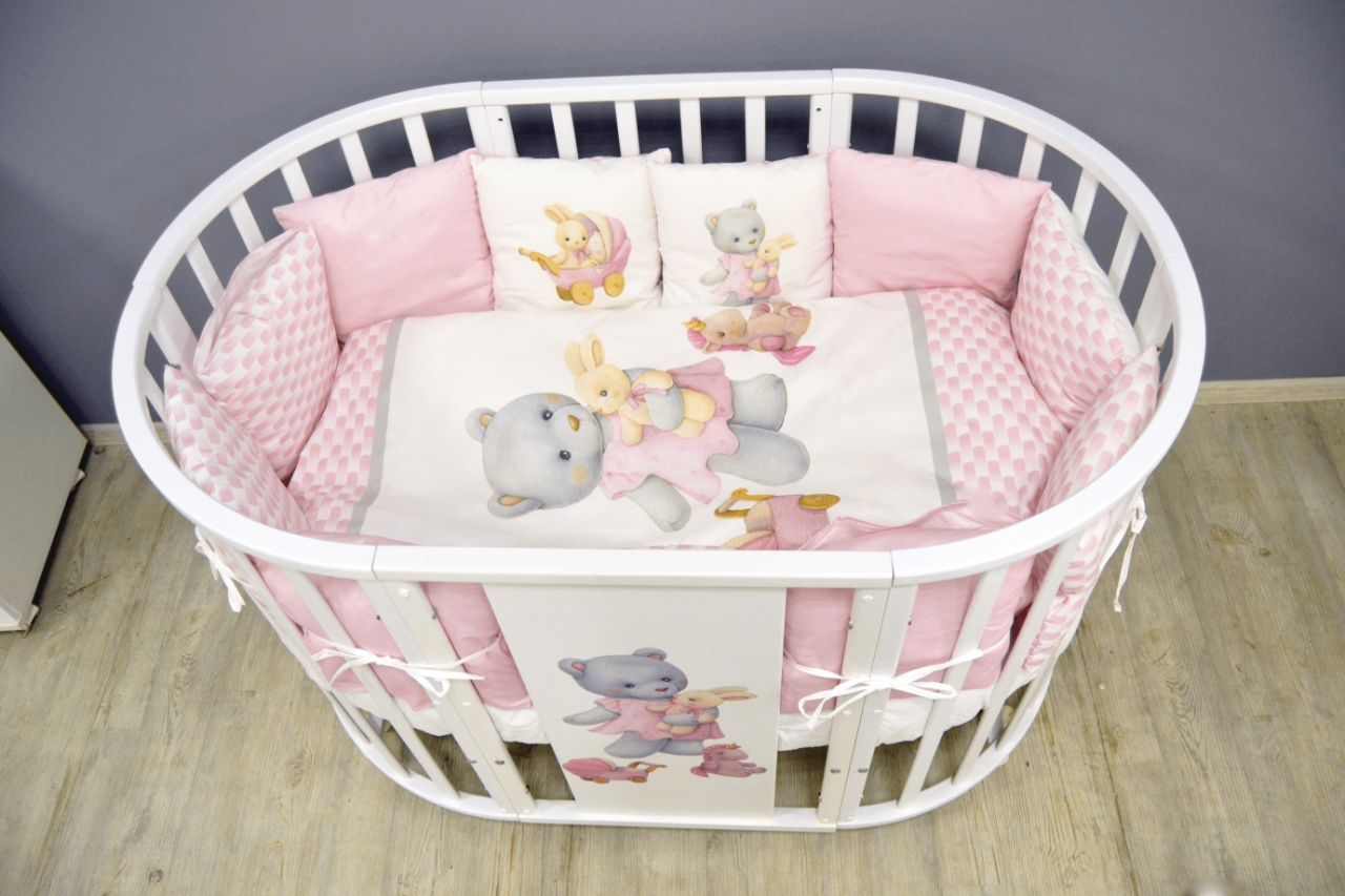 Кроватка 9 в 1 Мышка (розовая)