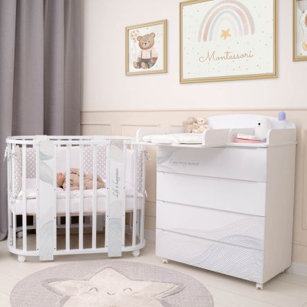 Кровать детская "Indigo "Green Line" 5 в 1 с поперечным маятником волна