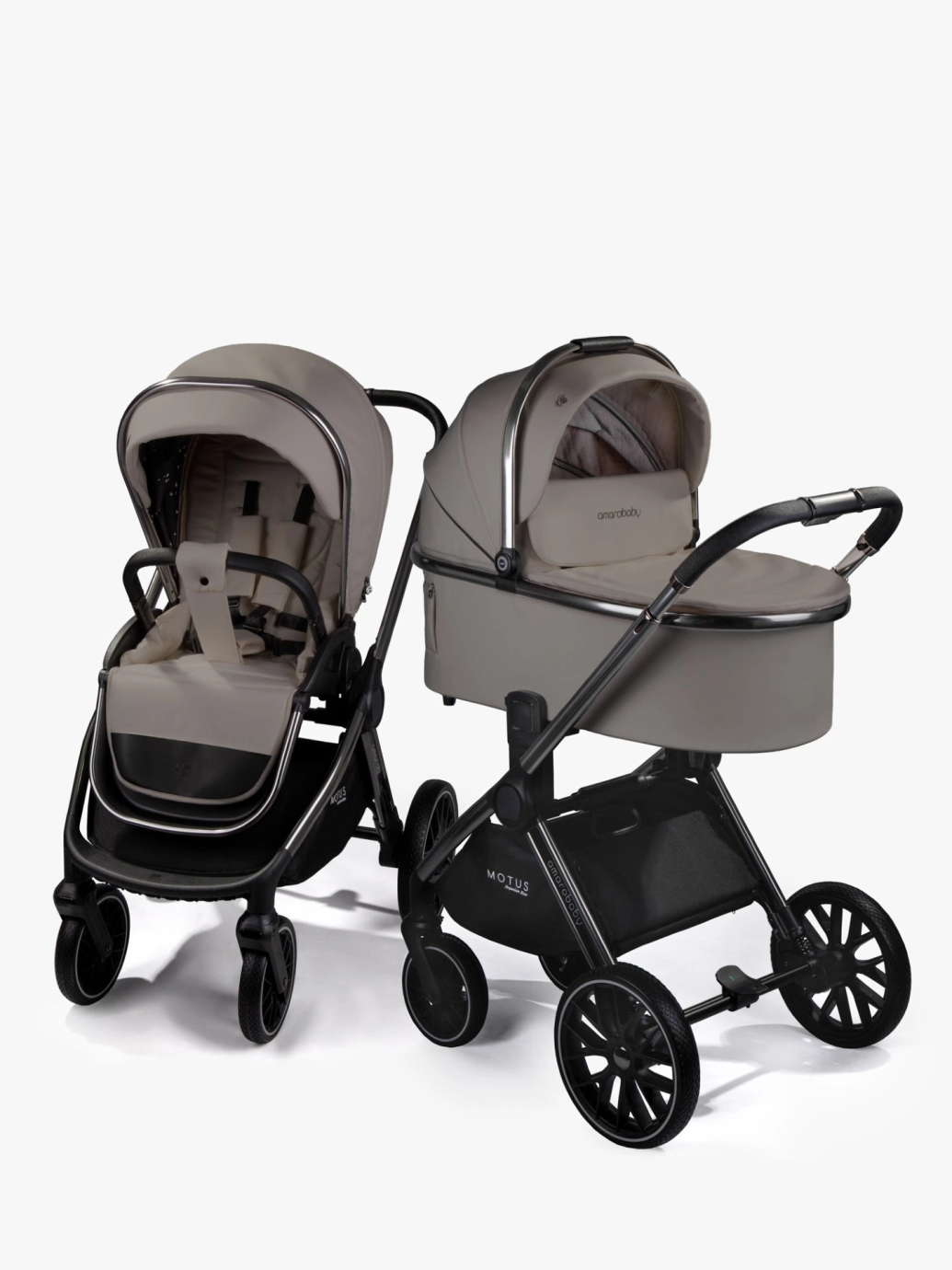 Коляска детская из экокожи 2в1 Motus Premium Ecco, мокко