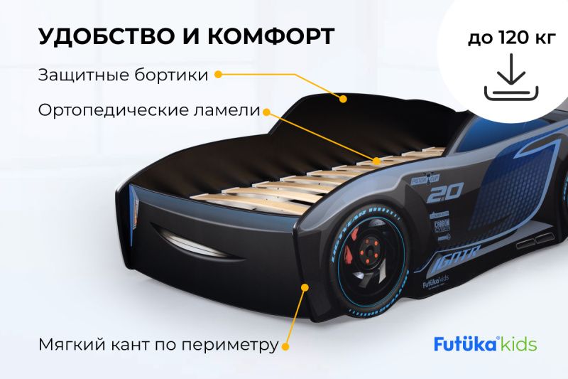 Кровать машина 160x80 Шторм