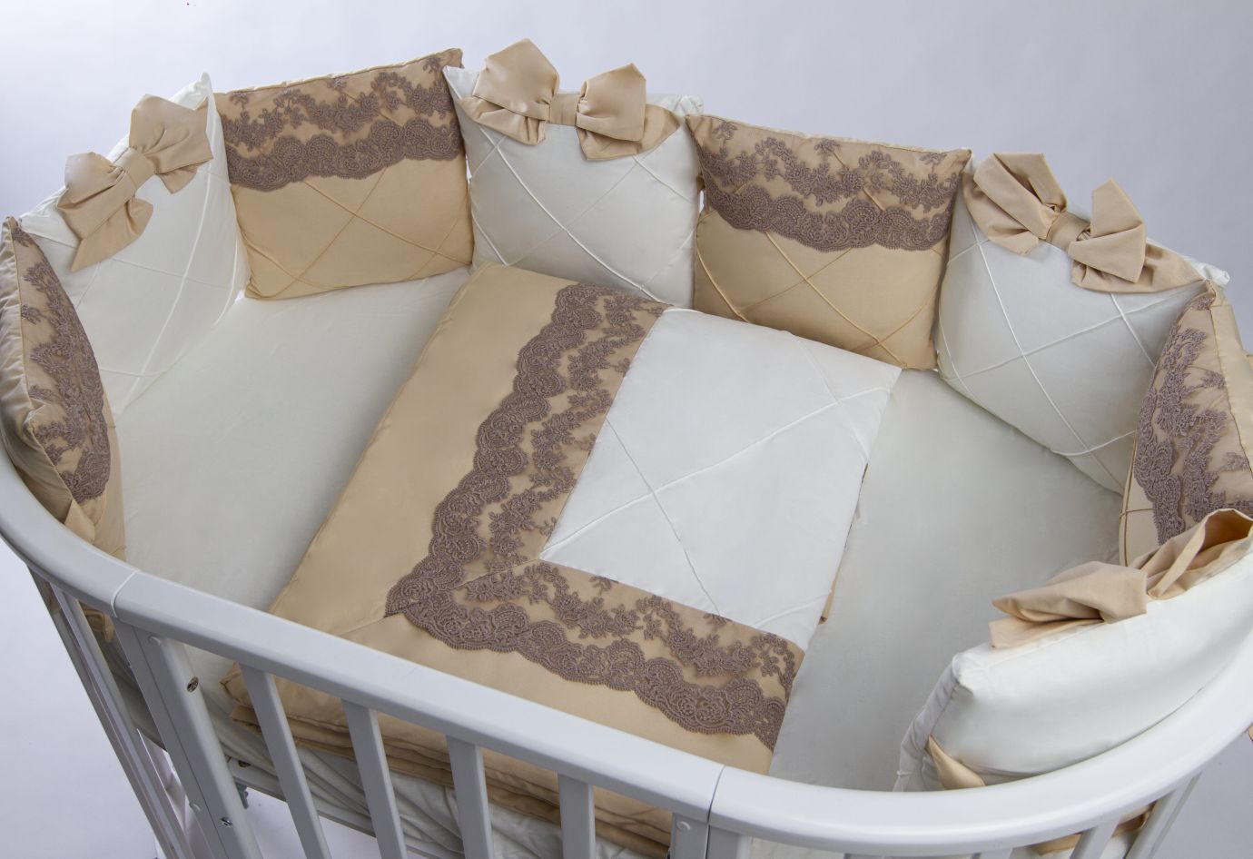 Комплект 17 предметов ""Classico" кофе сатин / кружево"