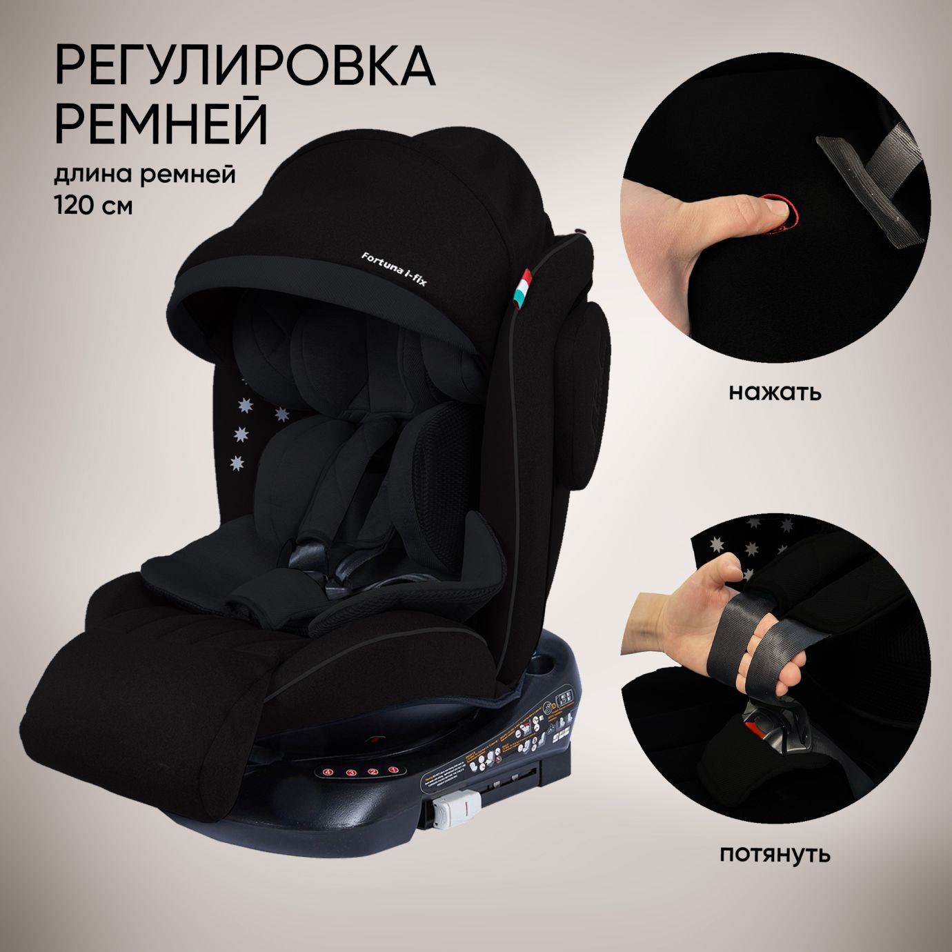 Автокресло группа 0123 (0-36) Fortuna 360 SPS Isofix Black