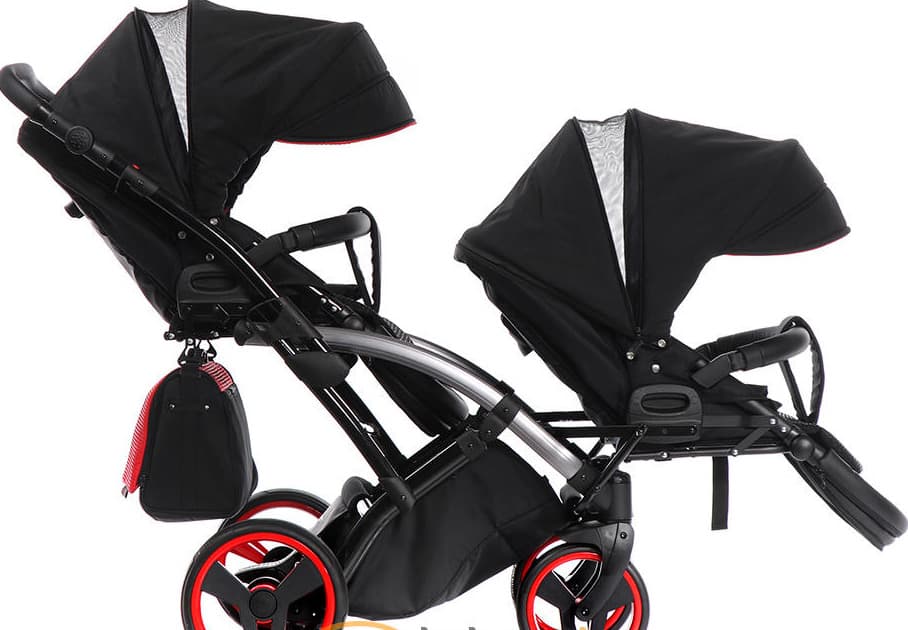 Коляска для двойни JUNAMA Diamond Special red DUO Slim