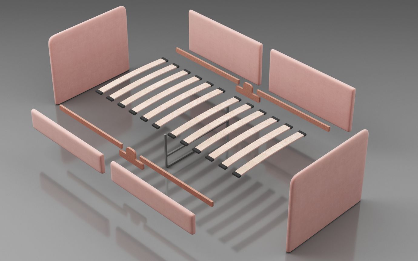 Кровать-диван "Donny" розовый