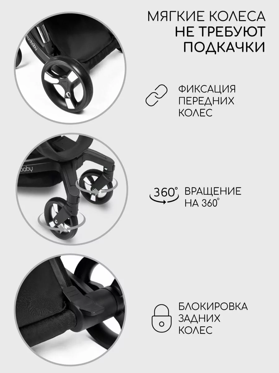 Коляска детская из экокожи 2 в 1 TUTUM черная