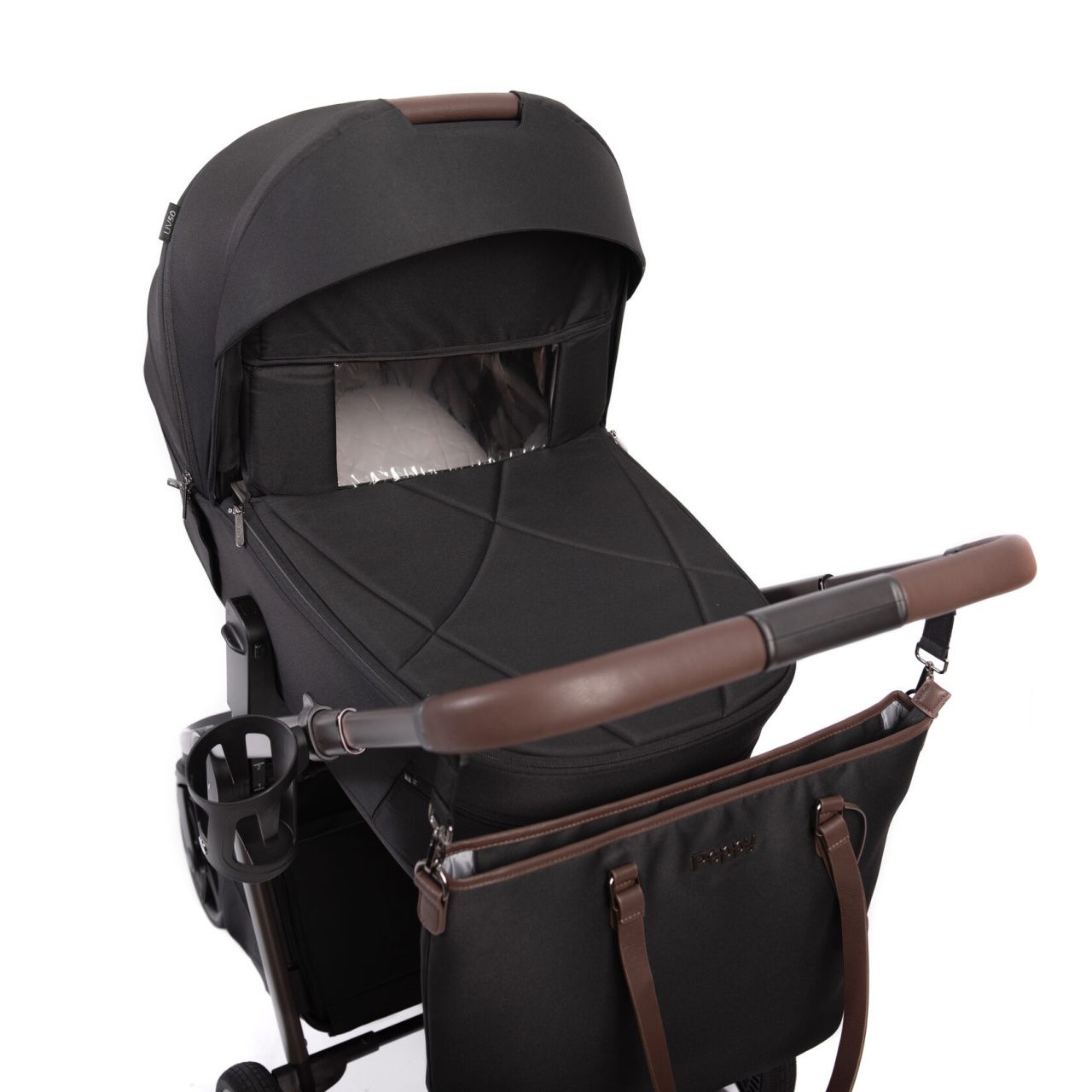 Коляска 2в1 Peppy Monaco Thermo Black (рама серо-коричневая)