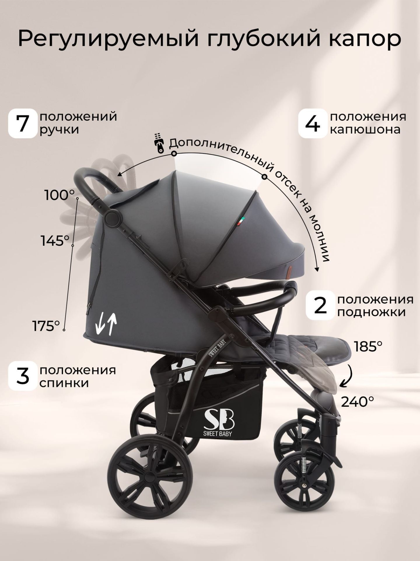 Прогулочная коляска Carisma Grey