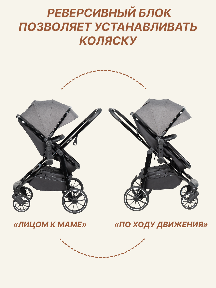 Коляска трансформер EXPLORER серый
