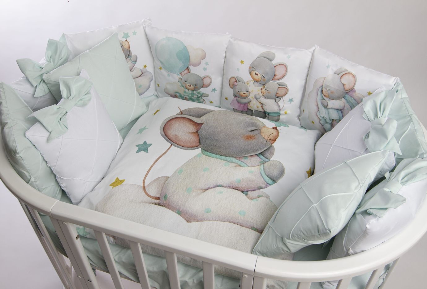 Комплект 17 предметов премиум "малыш-мышонок мятный"