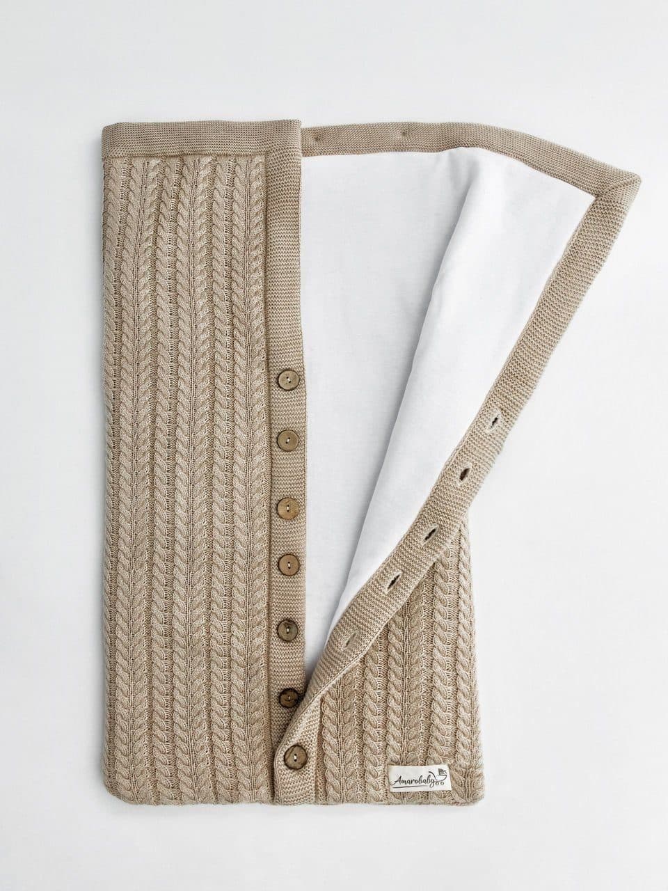 Конверт вязаный утепленный на выписку, 75 см.