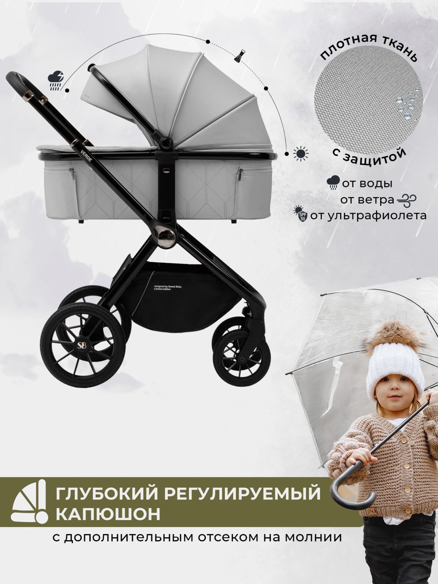 Коляска 3 в 1 Sweet Baby Verde Grey