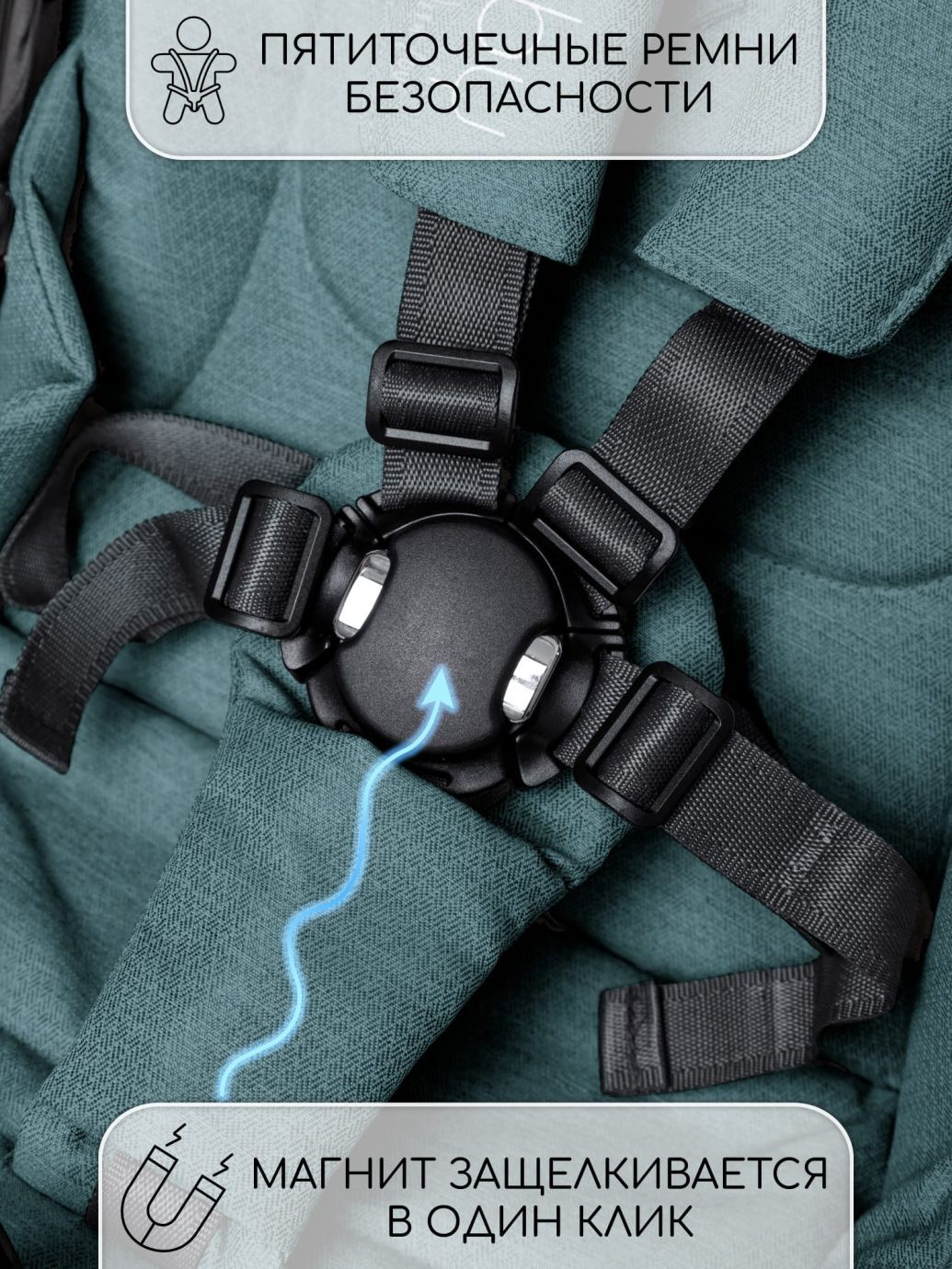 Коляска детская 2 в 1 Amarobaby Motus, бирюзовый