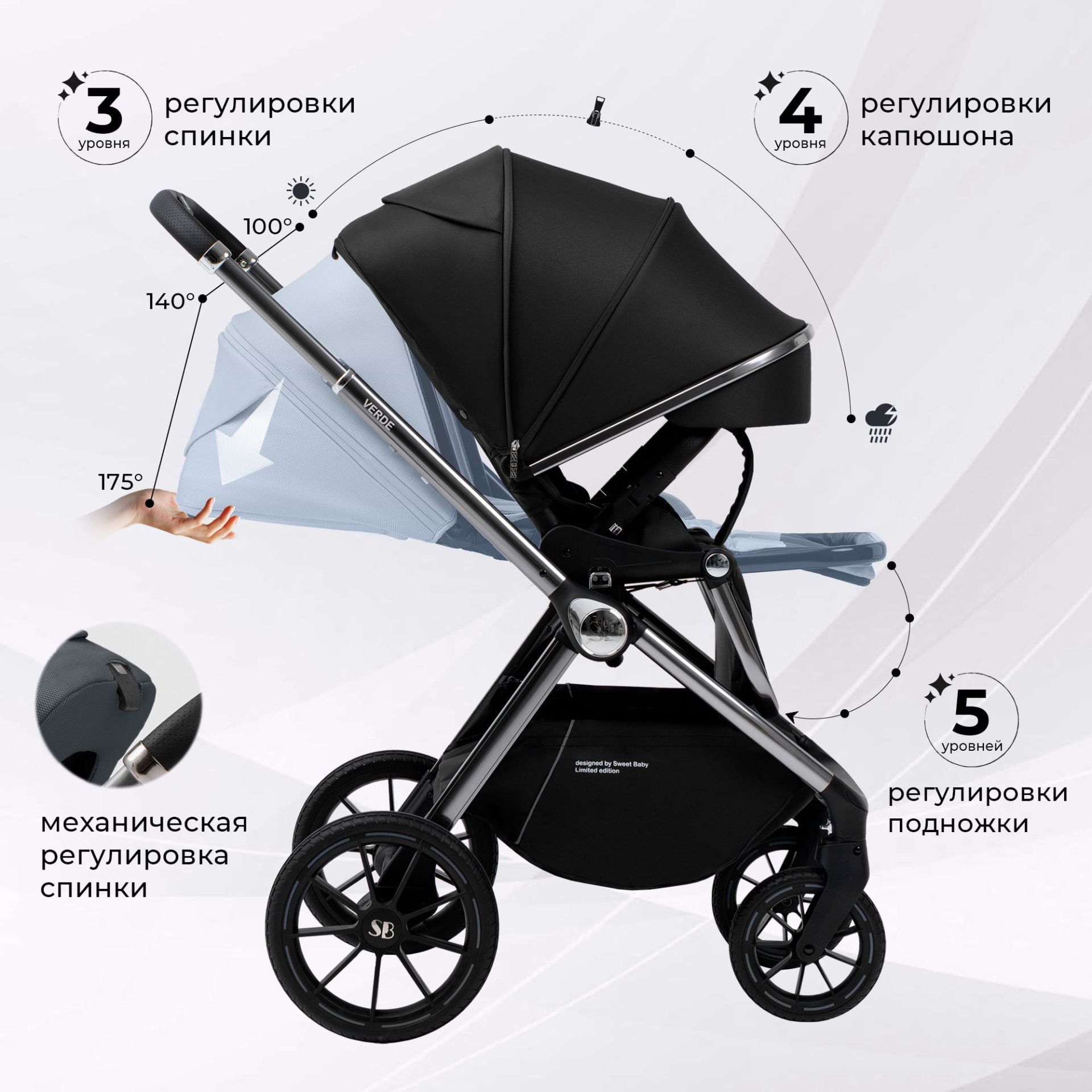 Коляска Sweet Baby Verde Silver Black