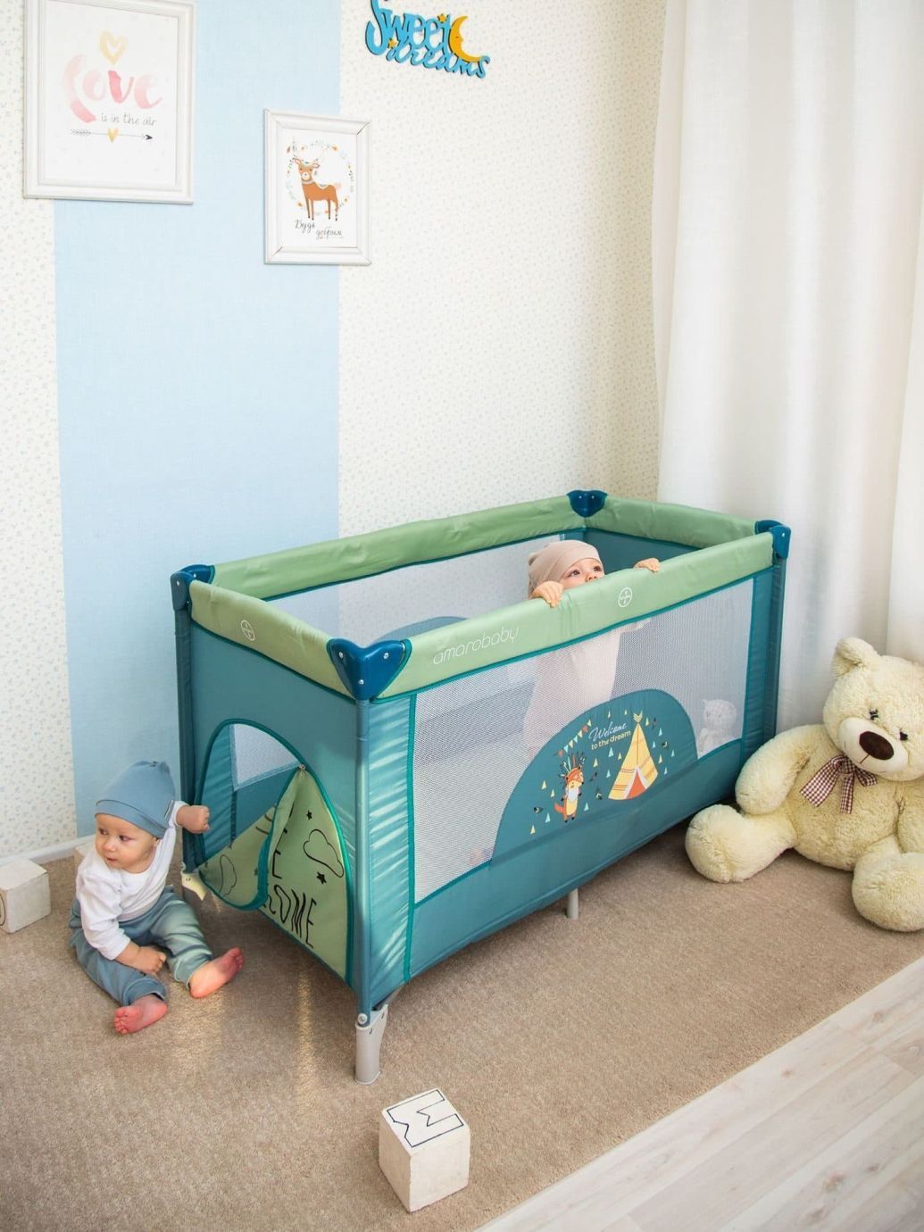 Манеж-кровать MULTIFORM (Dream Fox) прямоугольный, оливковый