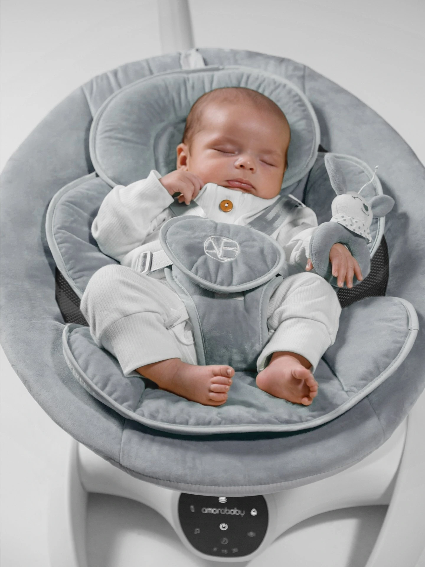 Качели электронные детские Smart swing, серый