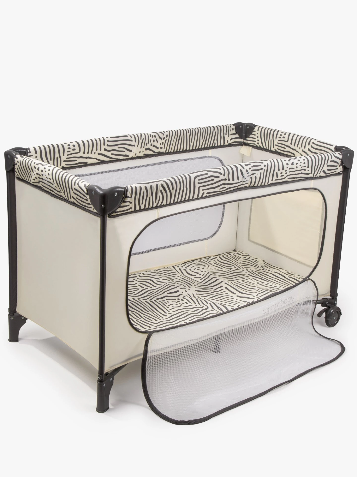 Манеж-кровать SMART, прямоугольный, молочный/графит