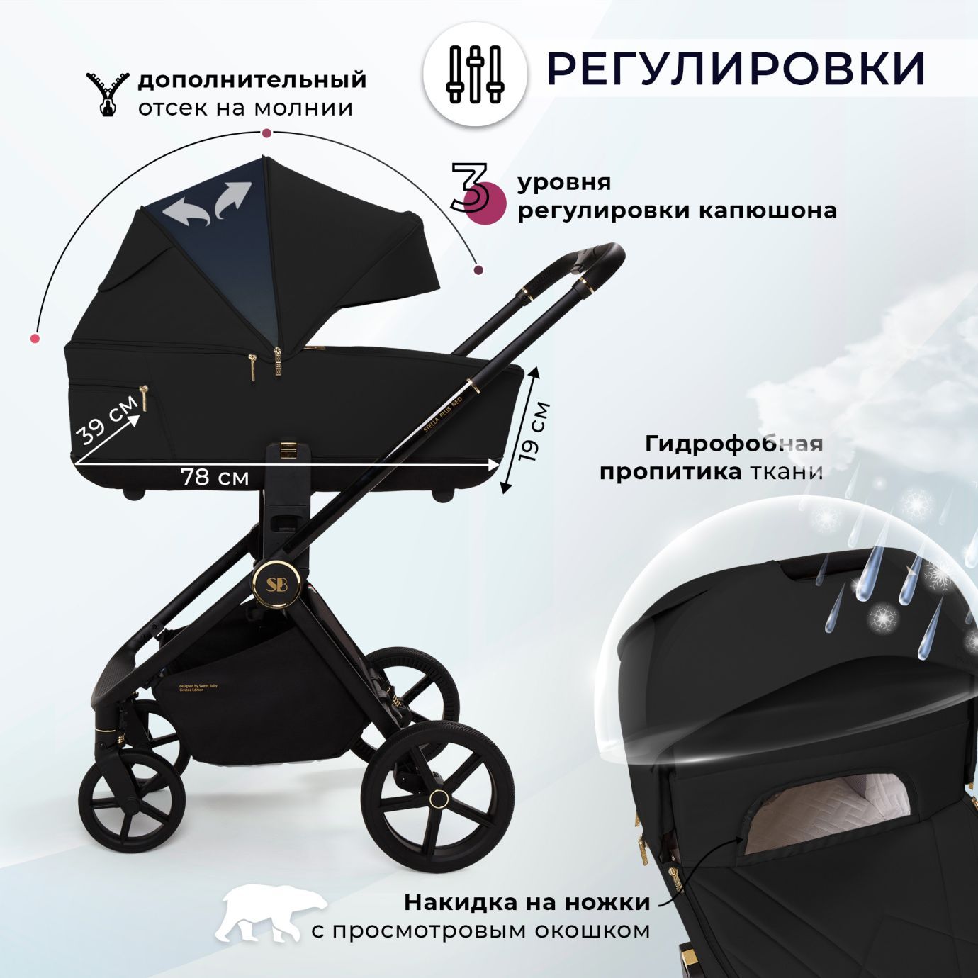 Коляска Sweet Baby Stella Plus Neo Black