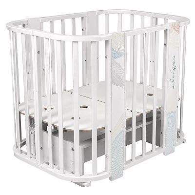 Кровать детская "Indigo "Green Line" 5 в 1 с поперечным маятником волна