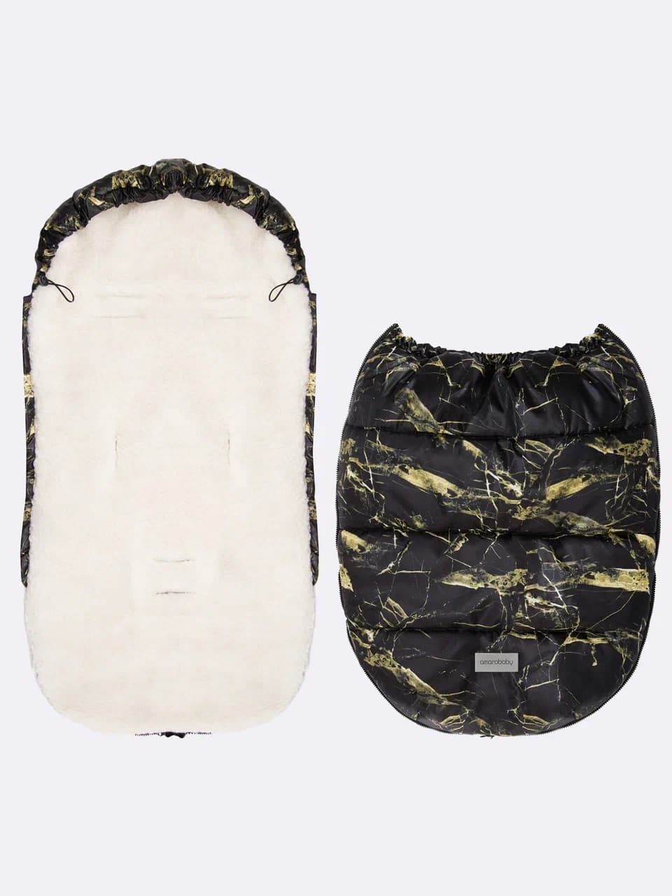 Конверт зимний меховой черный мрамор