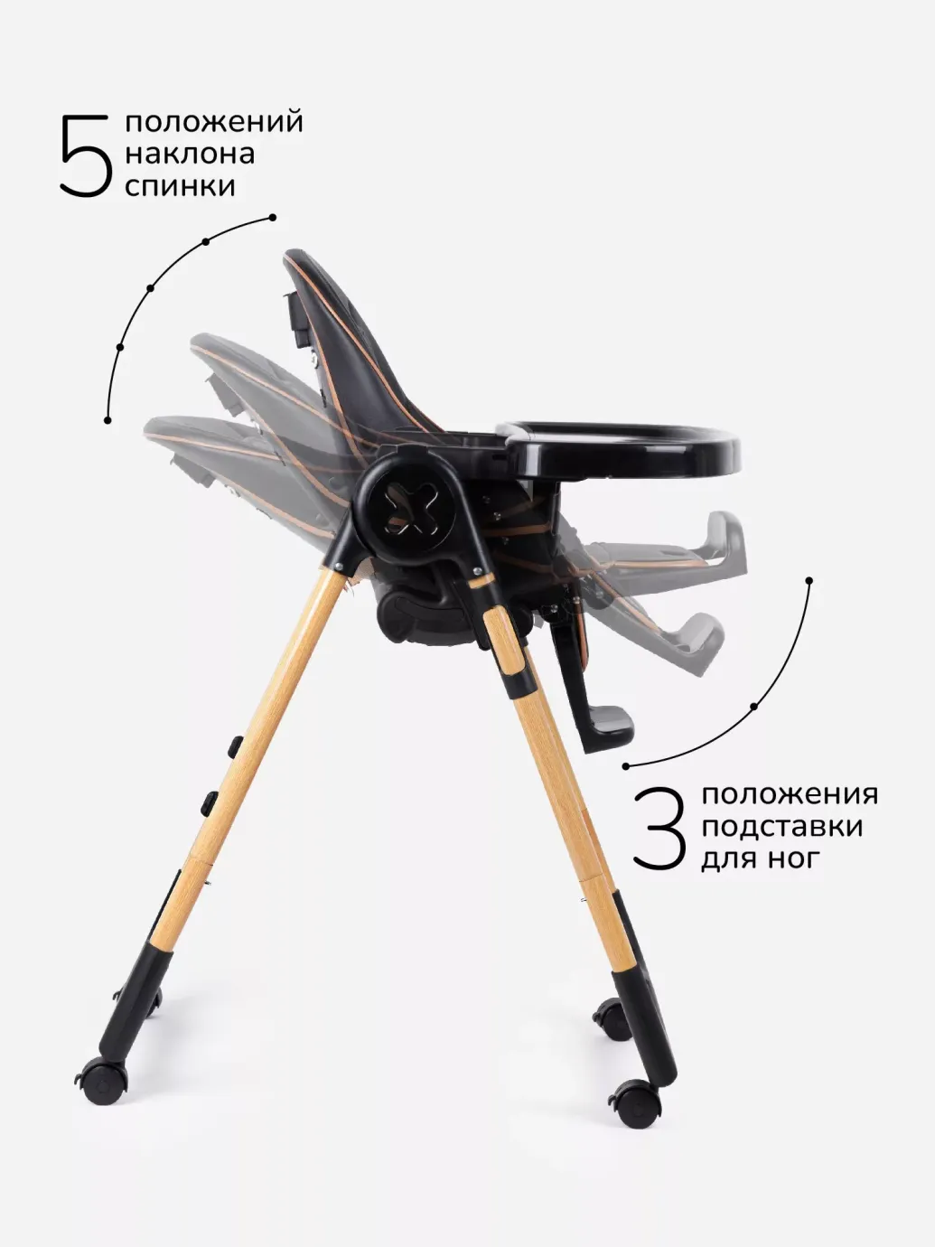 Детский стульчик для кормления, Elegant, черный