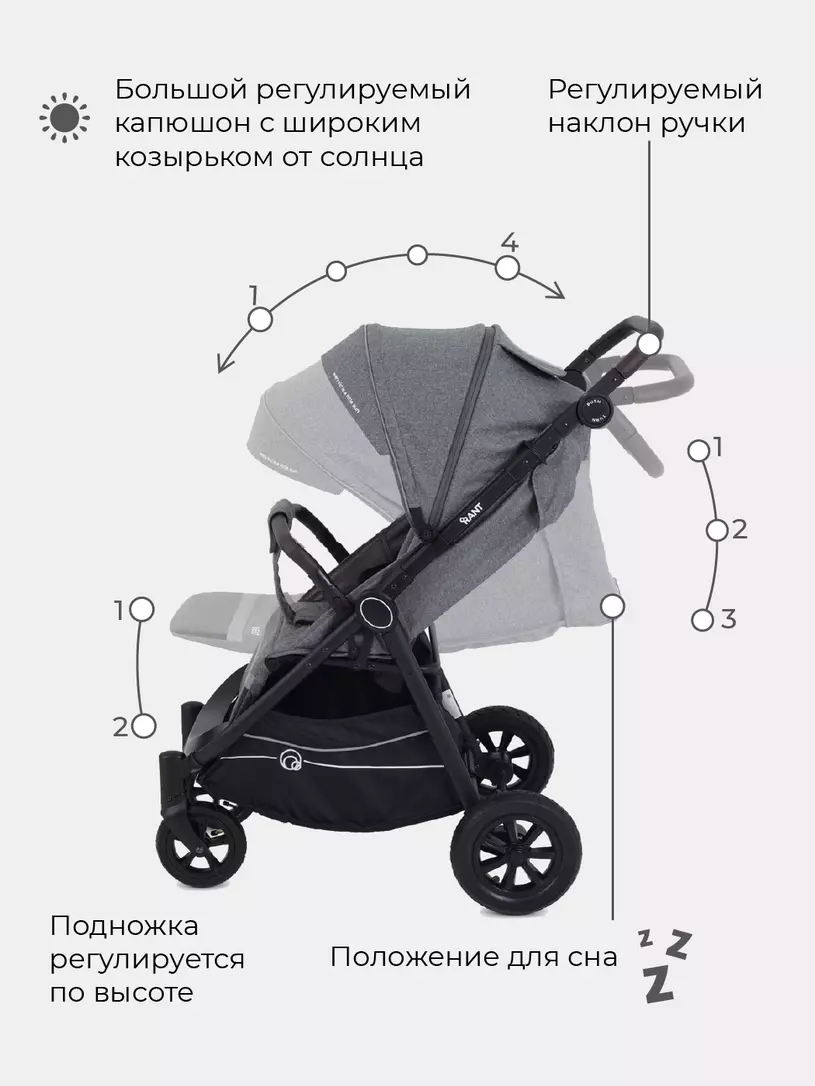 Коляска прогулочная Rant Beat Air grey