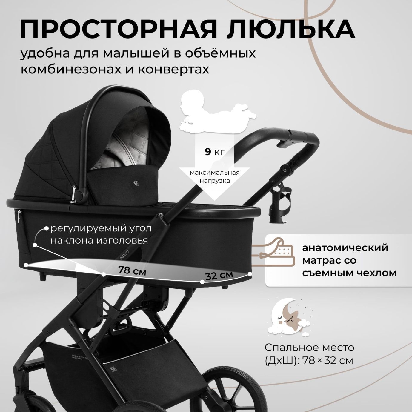 Коляска Sweet Baby Porto Black