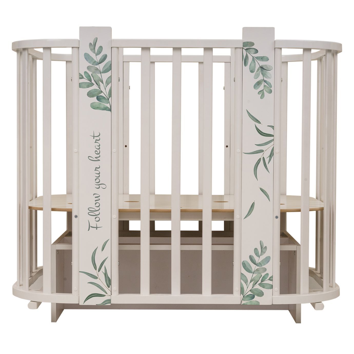 Кровать детская "Indigo "Green Line" 5 в 1 с поперечным маятником травинки