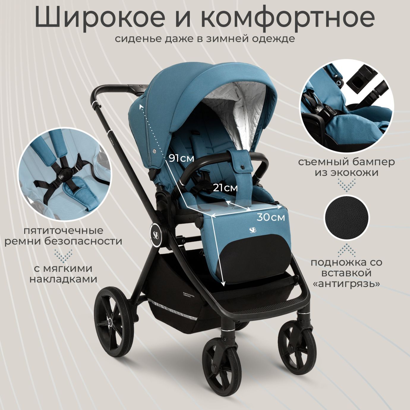 Прогулочная коляска Sweet Baby Cupola Ocean Green