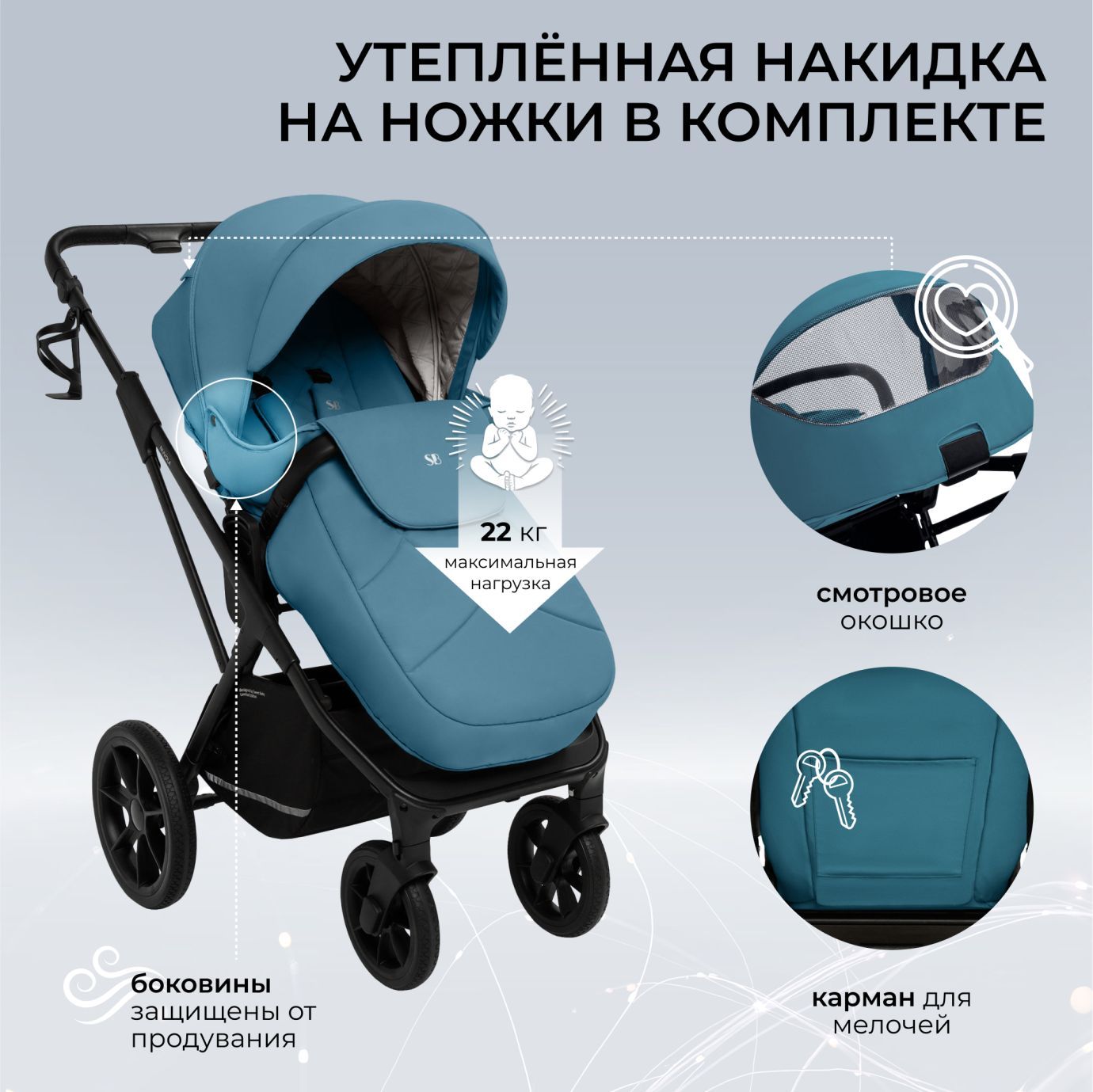 Коляска 2в1 Sweet Baby Nuvola Ocean Green