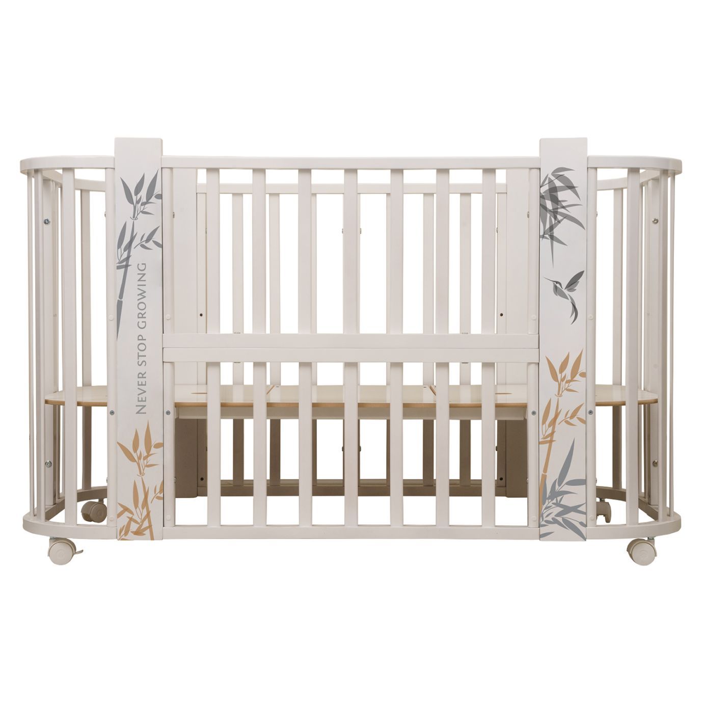 Кровать детская "Indigo "Green Line" 5 в 1 с поперечным маятником бамбук