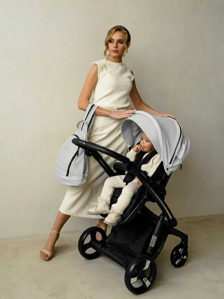 Коляска детская из экокожи 2 в 1 TUTUM белая