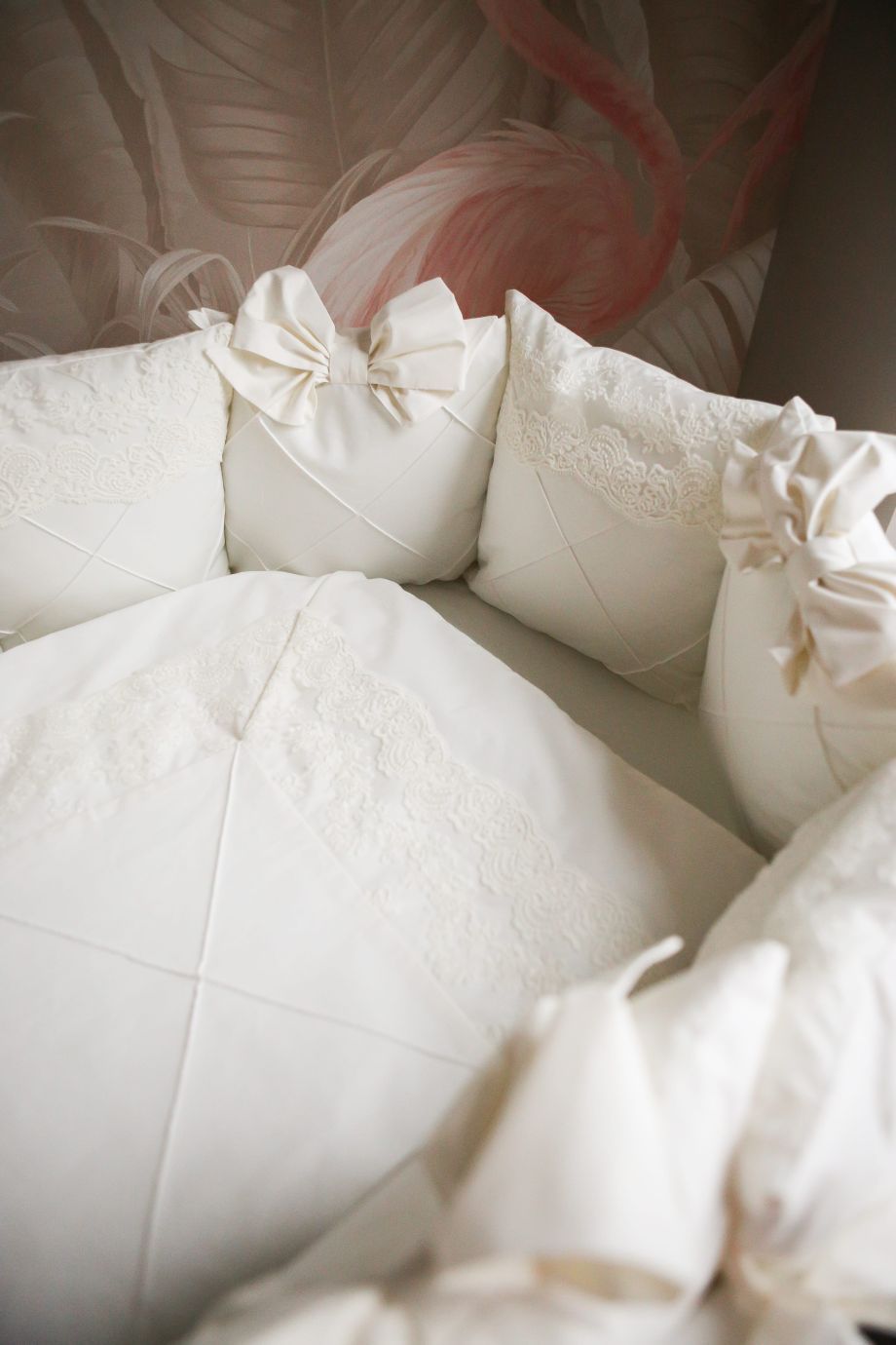 Комплект 17 предметов ""Classico" молочный сатин / кружево"