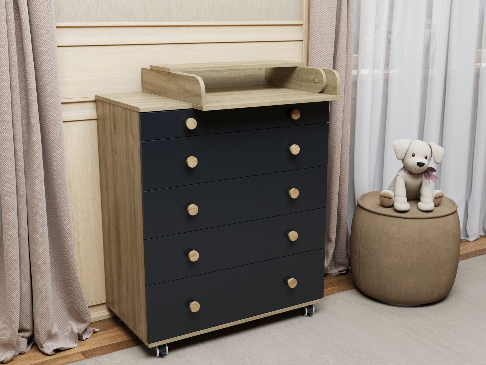 Комод Идеальный графит/дуб