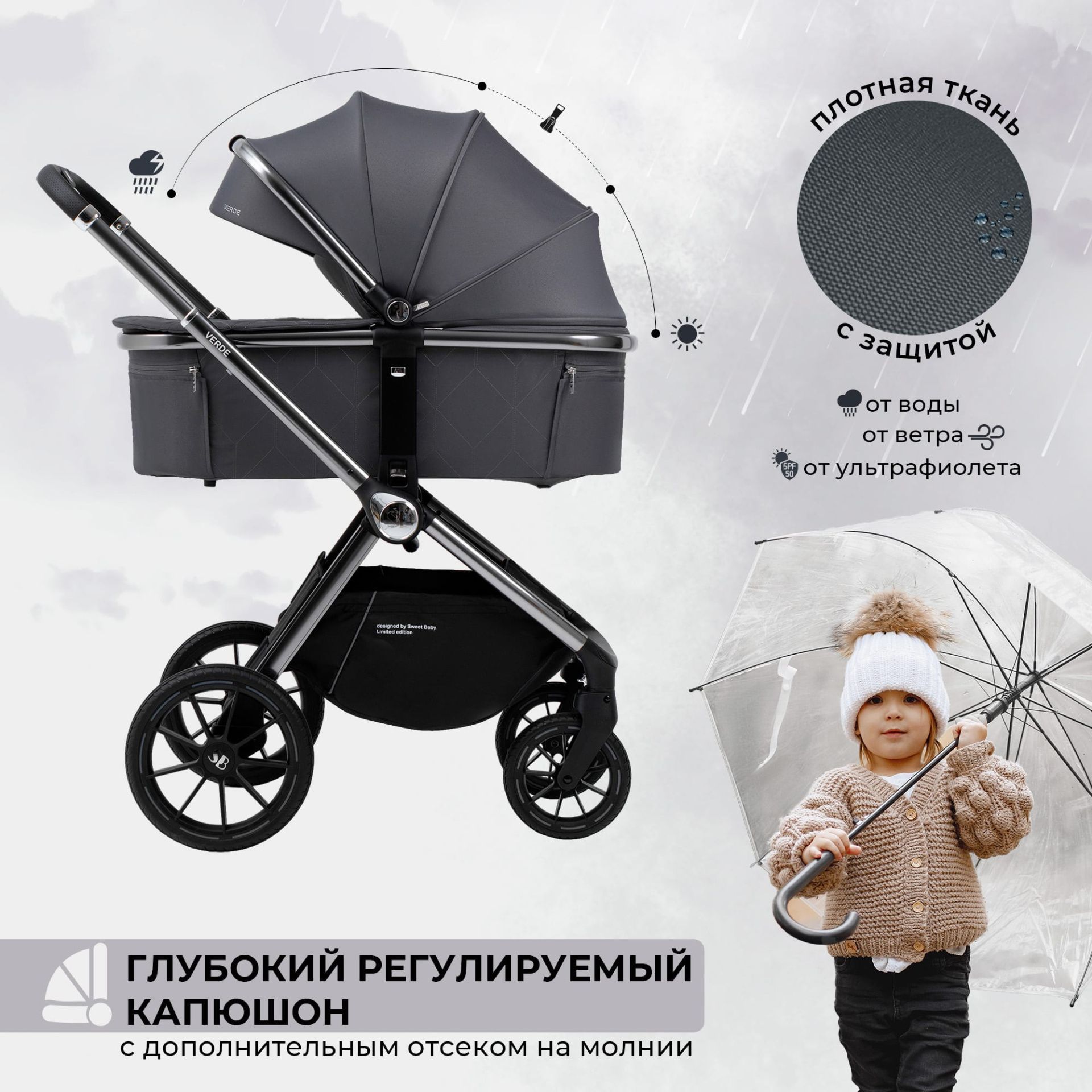 Коляска Sweet Baby Verde Silver Dark Grey