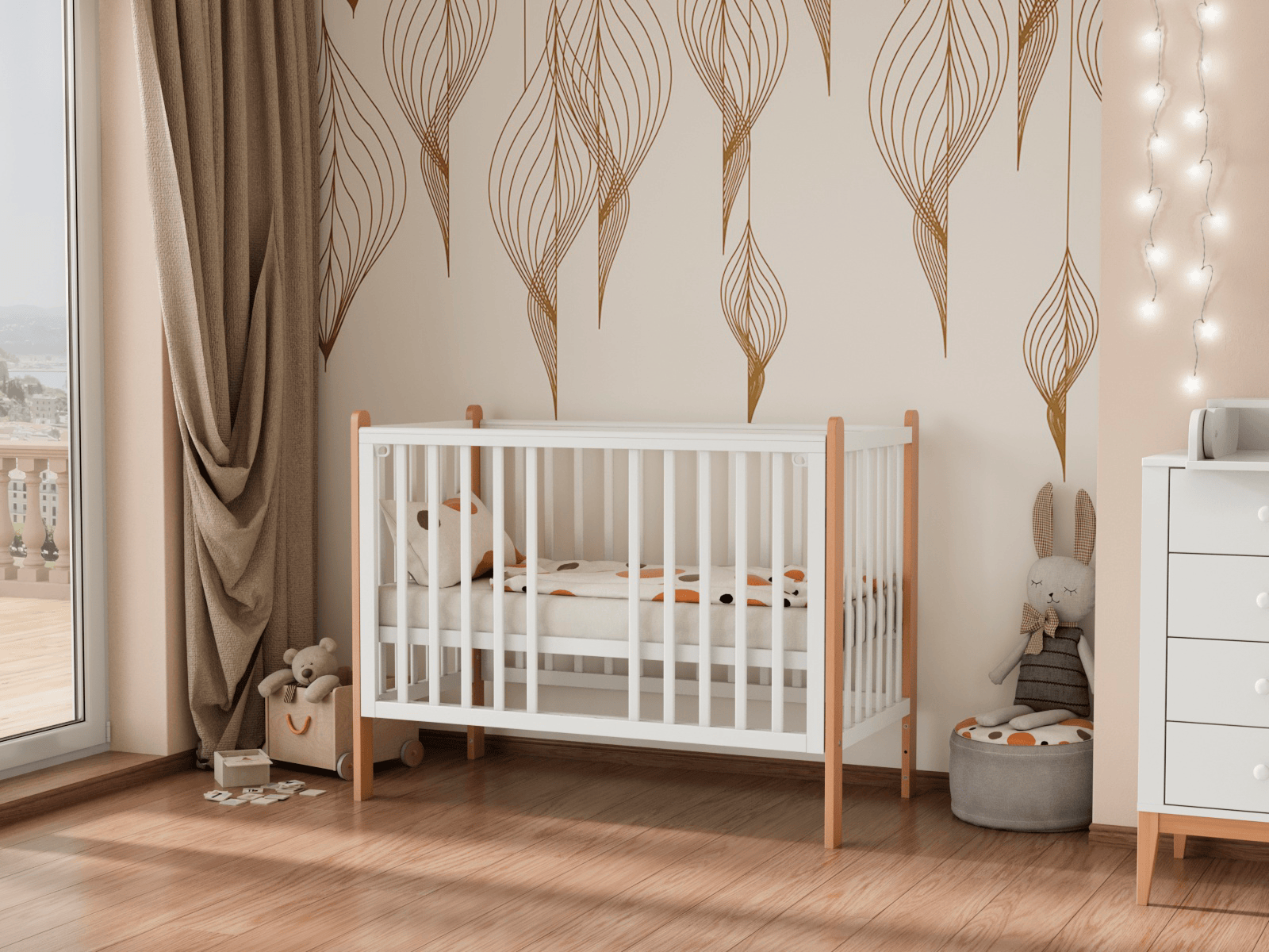 Кроватка Lunna Lika белый/бук