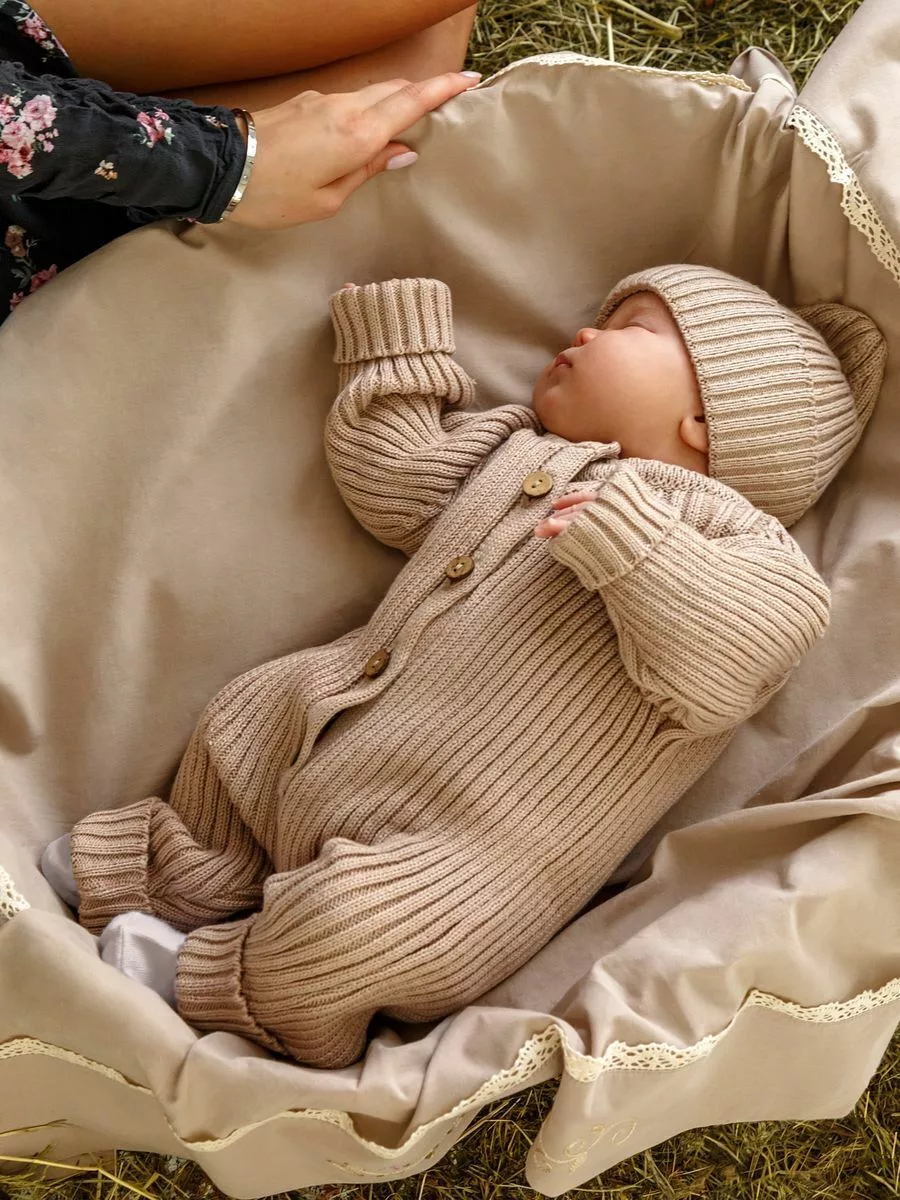 Комбинезон вязаный детский Pure Love Tot, демисезонный, бежевый