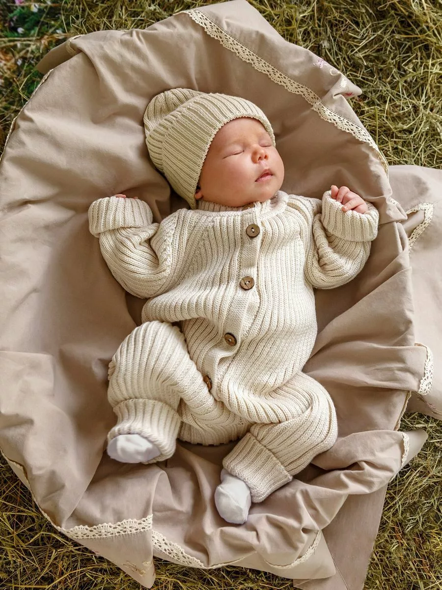 Комбинезон вязаный детский Pure Love Tot, демисезонный, молочный