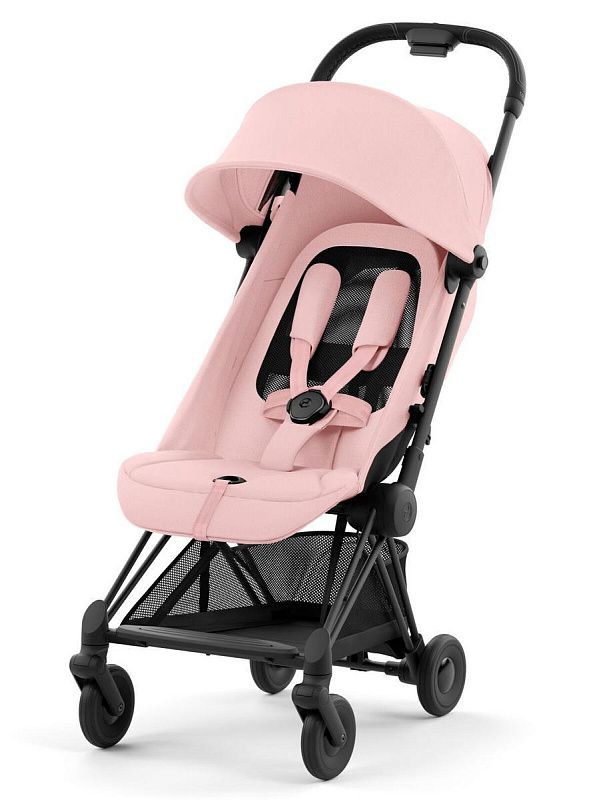 Cybex Coya Matt Black Peach Pink с дождевиком