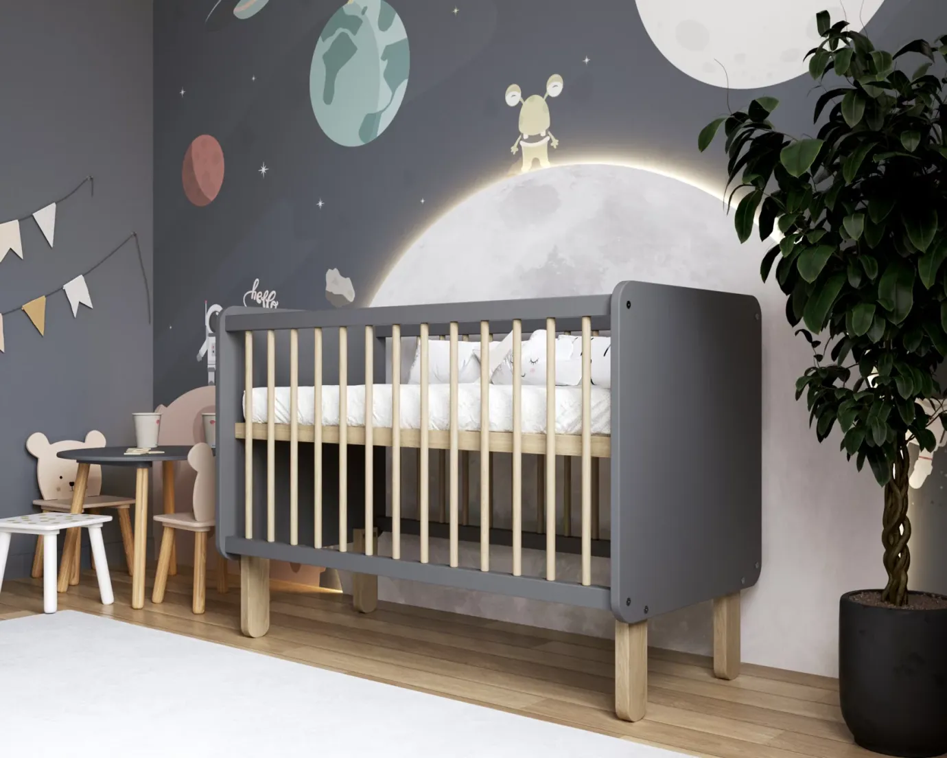 Кроватка Лея серая
