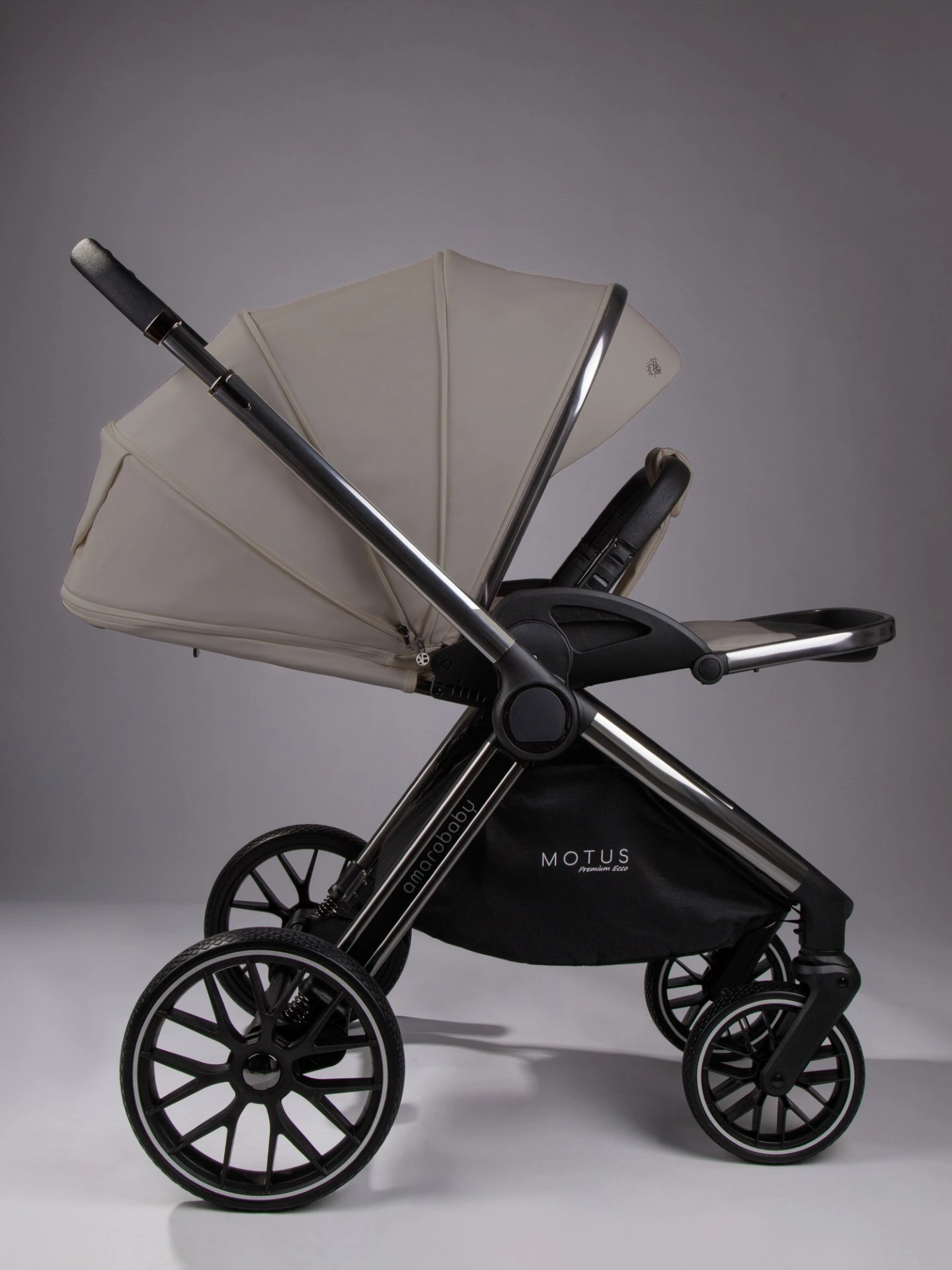 Коляска детская из экокожи 2в1 Motus Premium Ecco, мокко