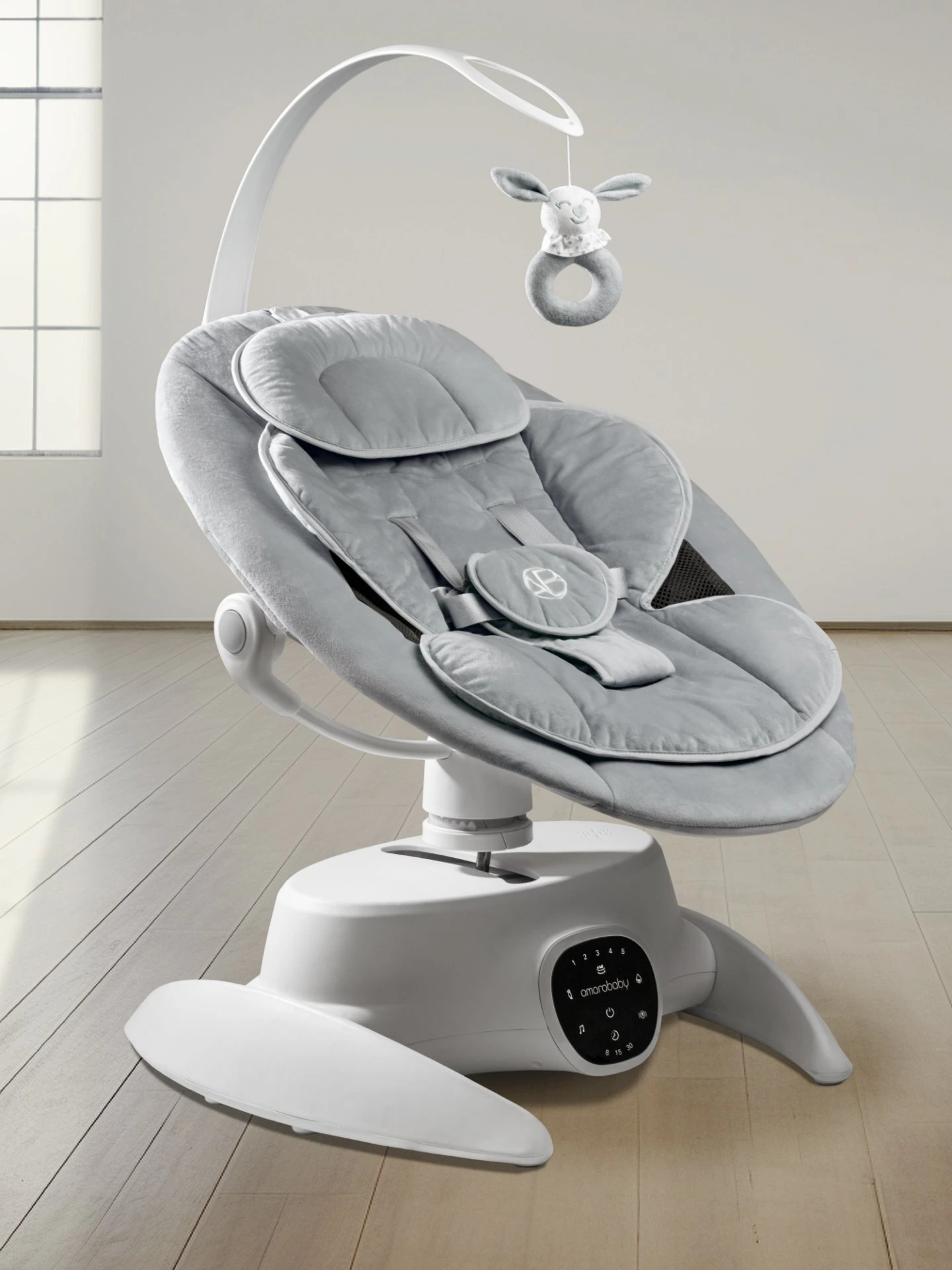 Качели электронные детские Smart swing, серый