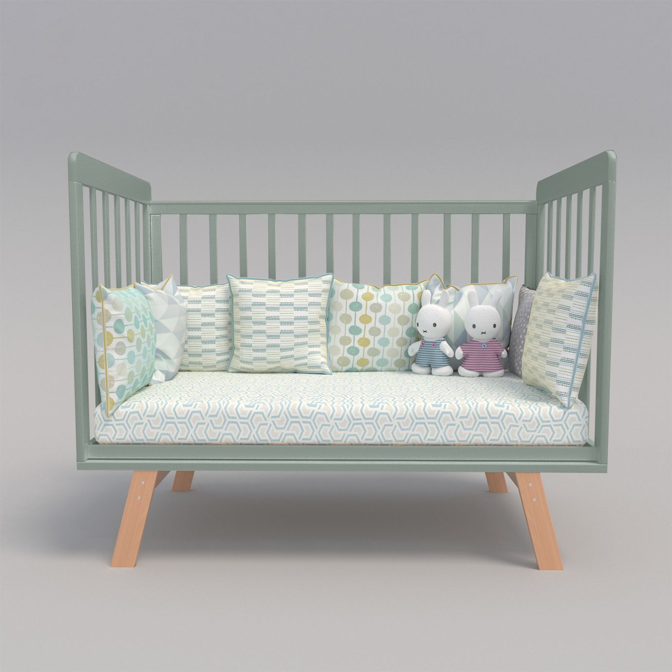 Кровать Indigo FLORA (прод. маятник) шалфей-бук