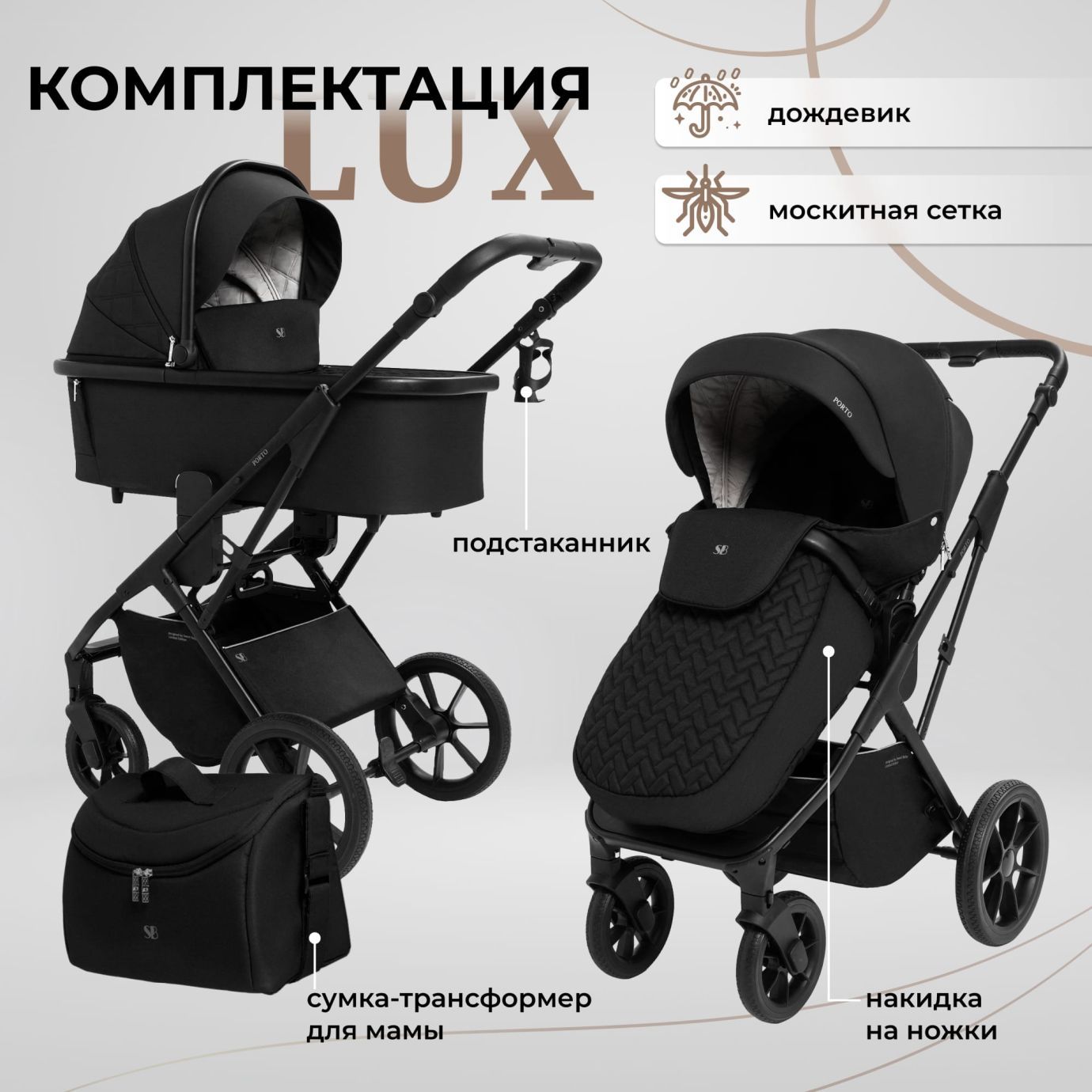 Коляска Sweet Baby Porto Black