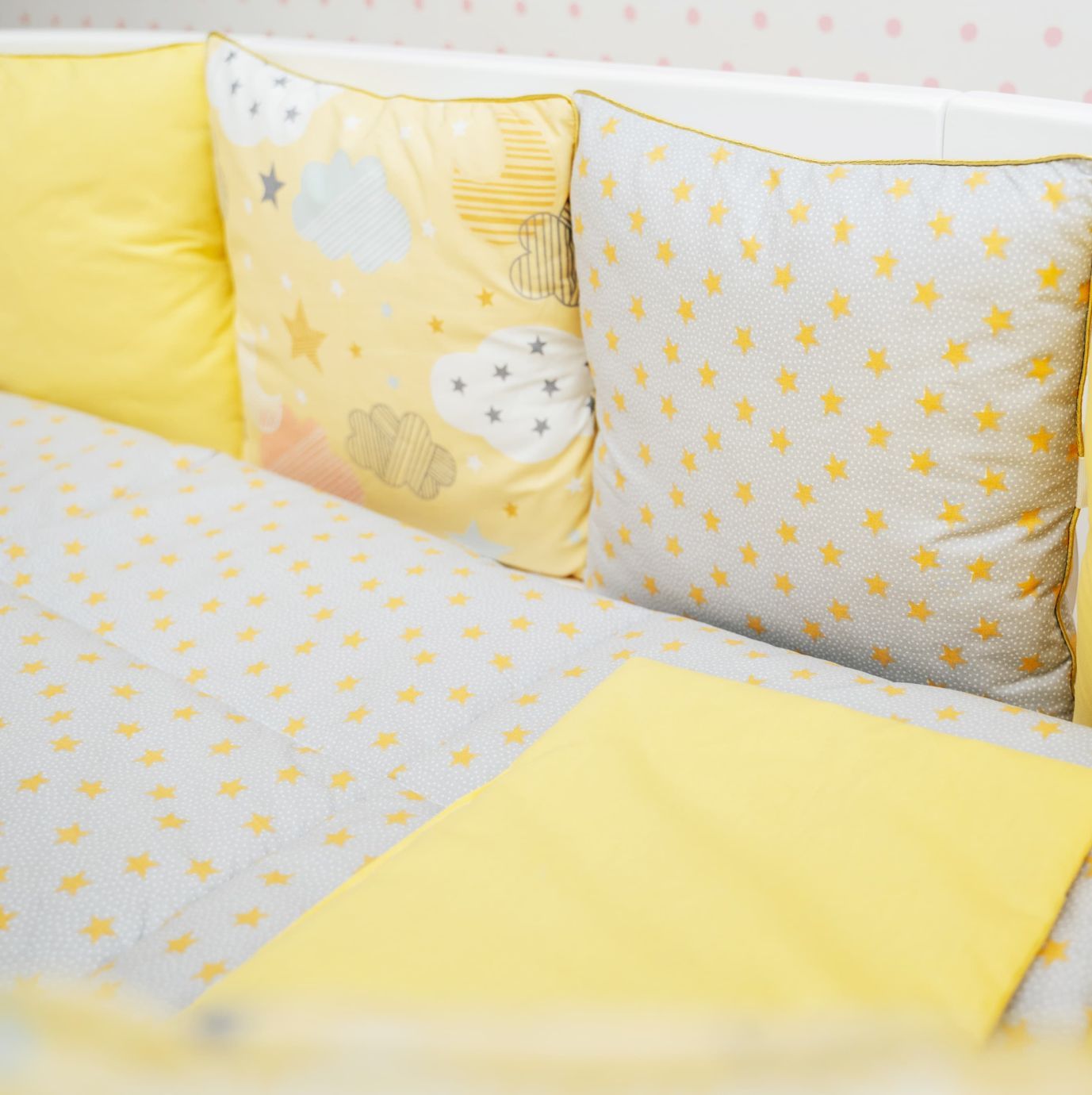 Дизайнерский комплект постельного белья «Желтые облачка»