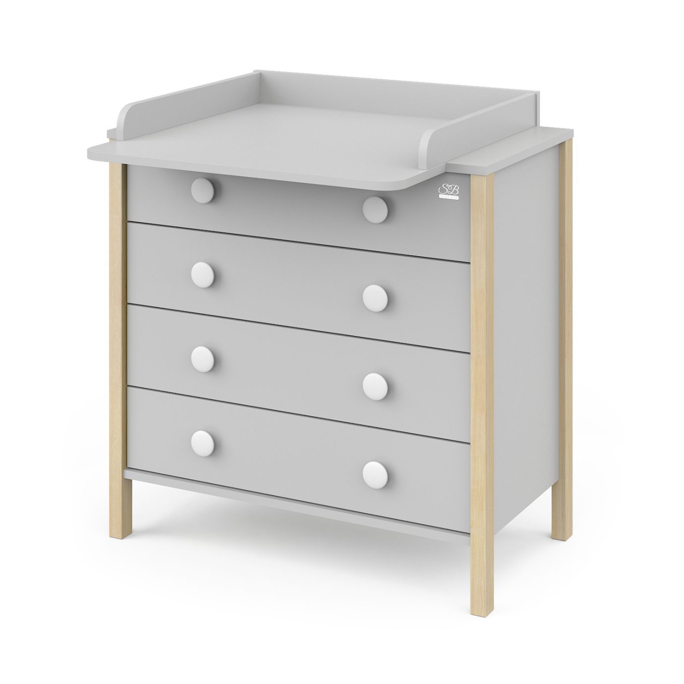 Пеленальный комод Giovanni Серый камень/Натуральный