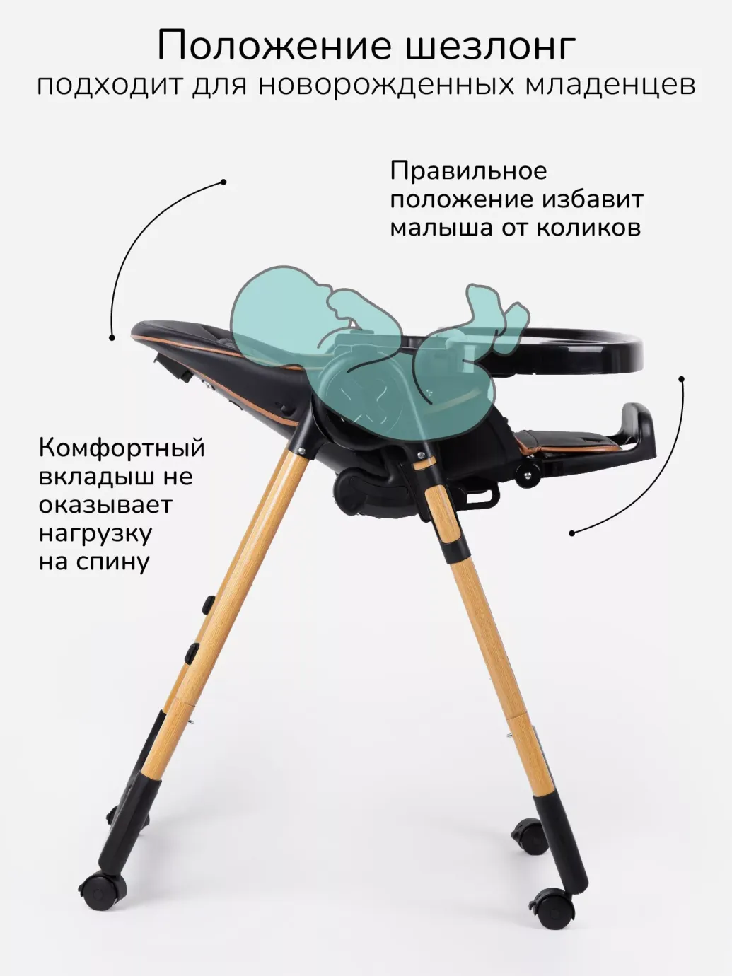 Детский стульчик для кормления, Elegant, черный