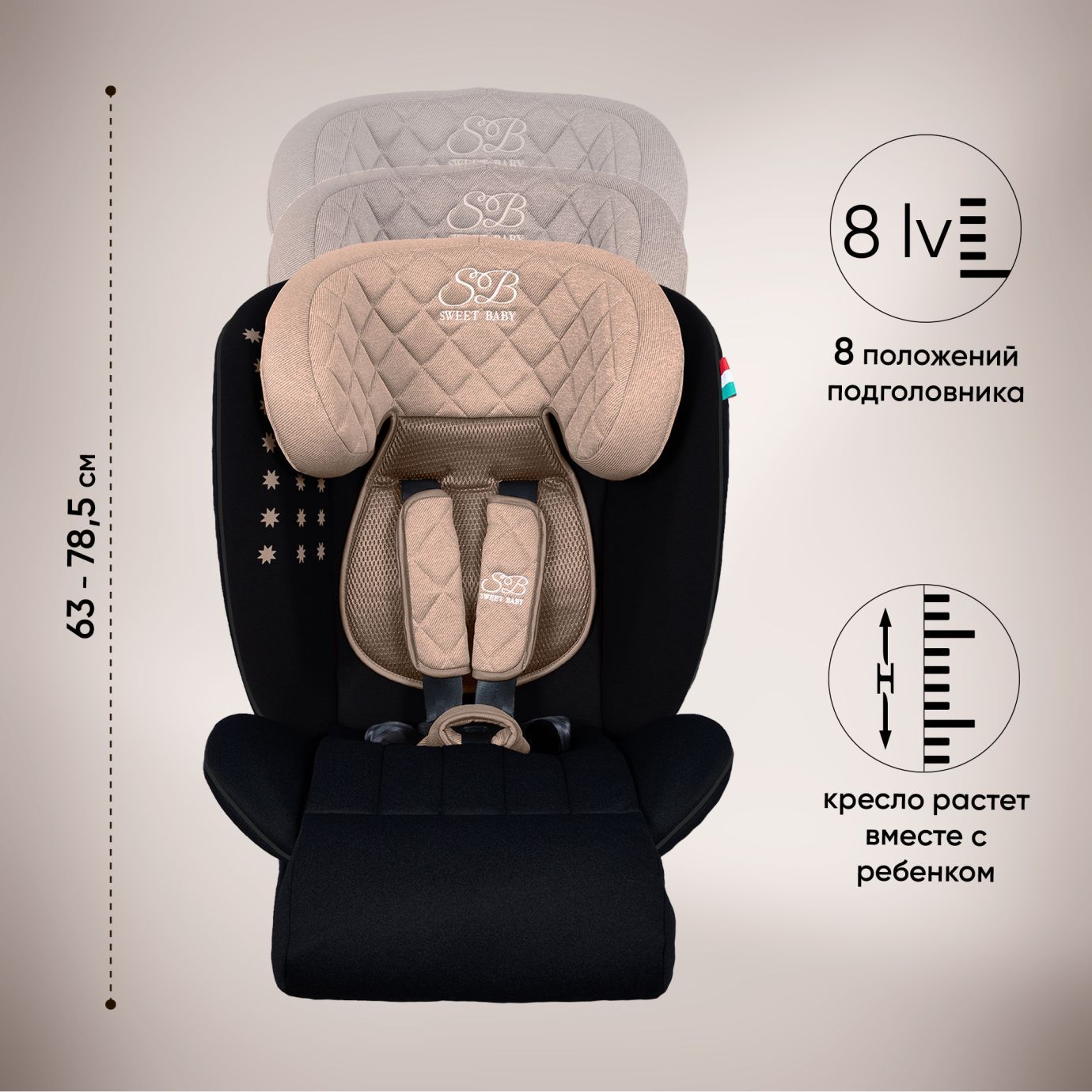 Автокресло группа 0123 (0-36) Fortuna 360 SPS Isofix Beige