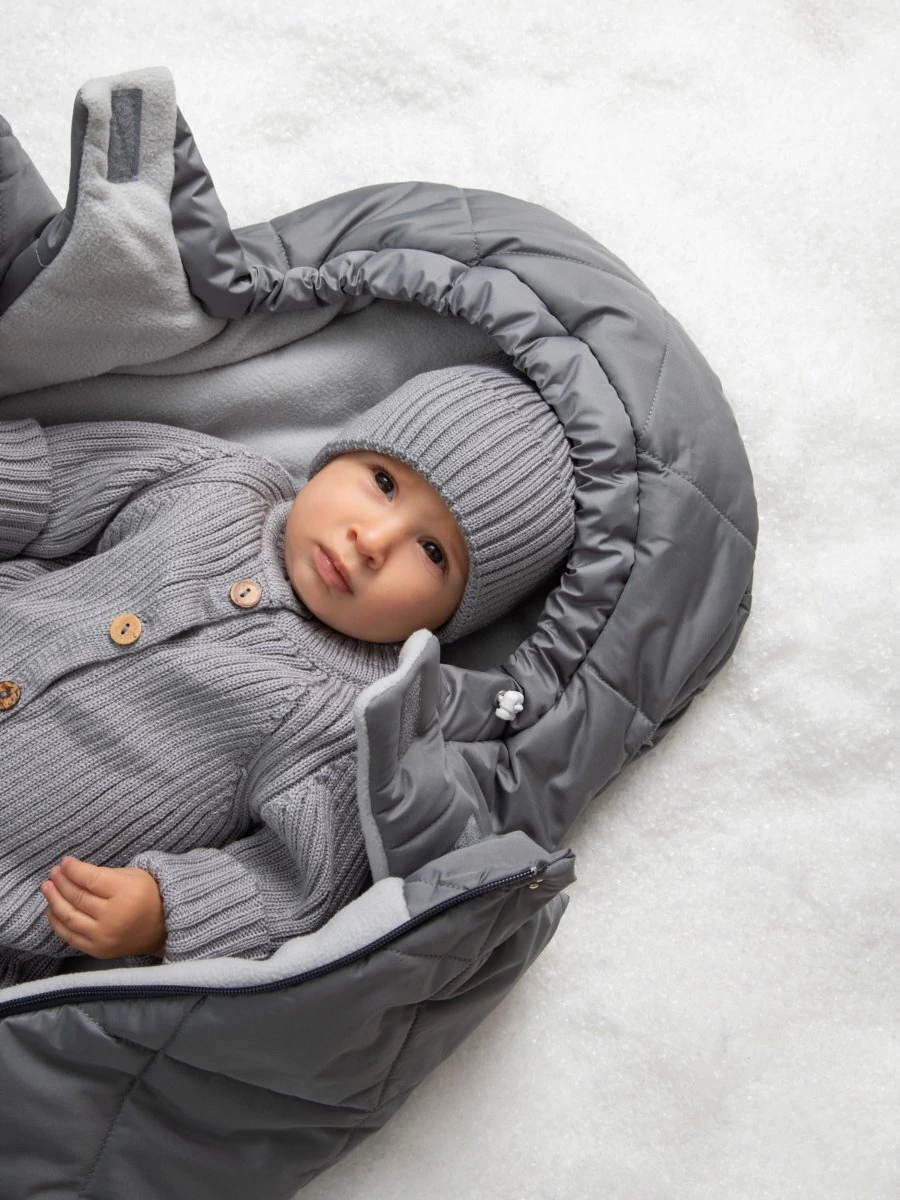 Конверт стеганый детский зимний Amarobaby HEAT, серый 85 размер